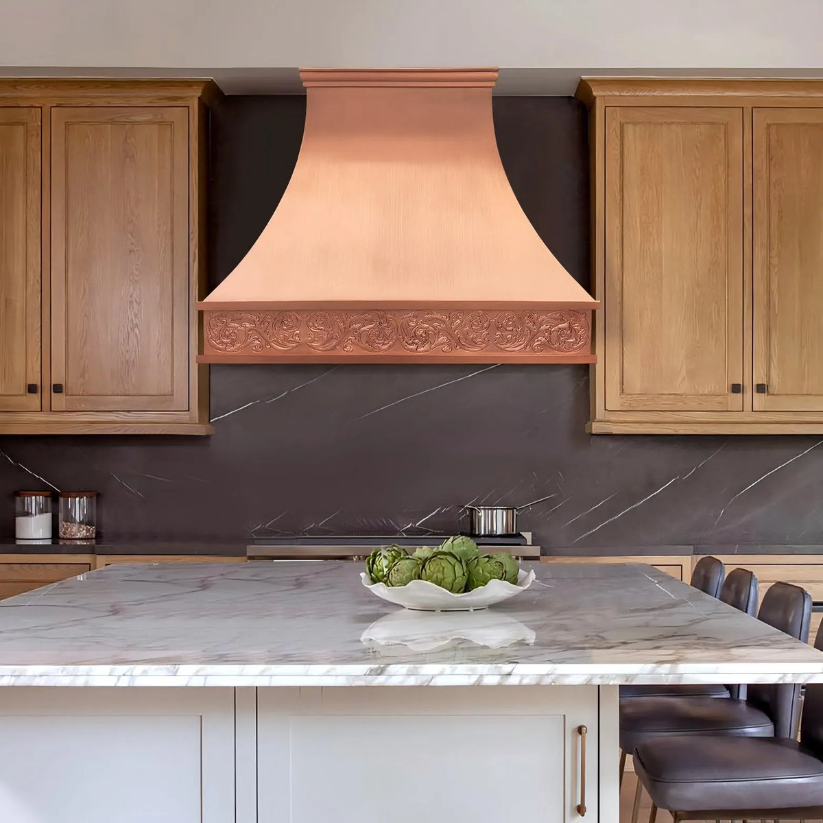 Fobest Copper Range Hood with Floral Band FCP-263-Copper Range Hood-Fobest