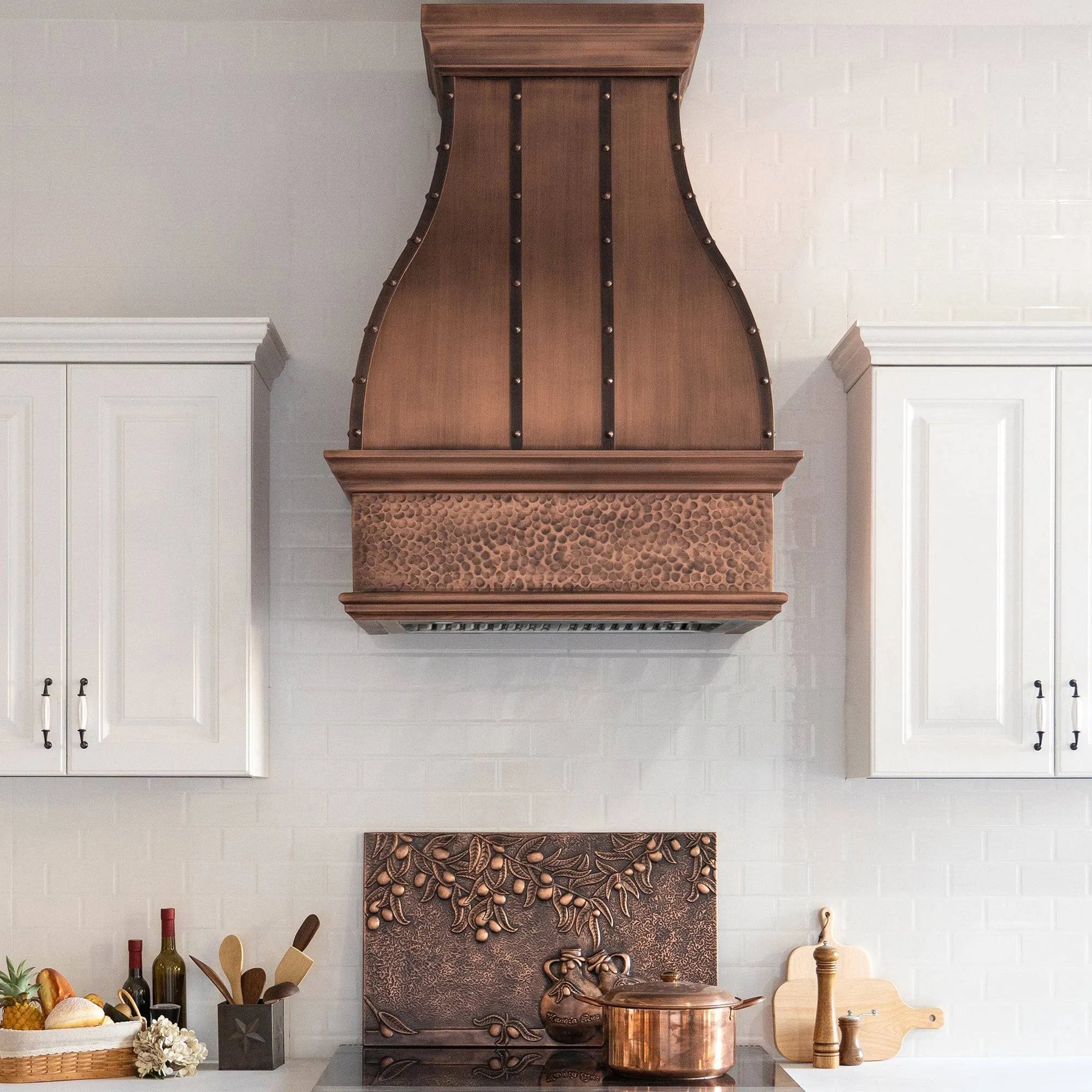 Fobest Copper Range Hood with Hammered Bottom Apron FCP-44-Copper Range Hood-Fobest