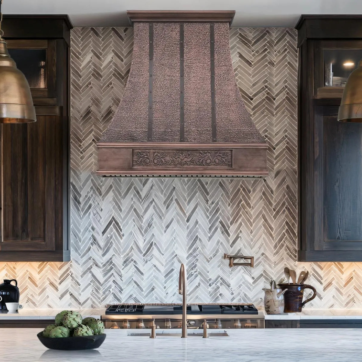 Fobest Copper Stove Vent Hood with Hammered Texture FCP-245-Copper Range Hood-Fobest