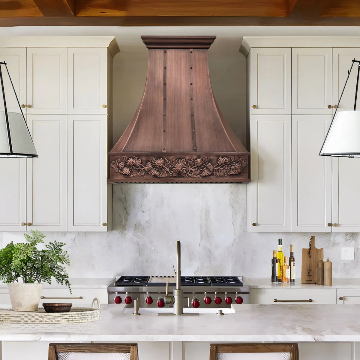 Fobest Copper Vent Hood with Grape Vine Detail -FCP-283-Copper Range Hood-Fobest