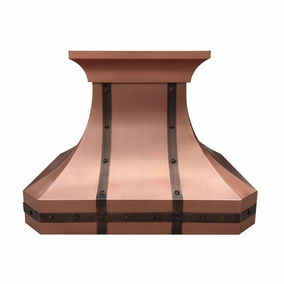 Fobest Copper Vent Hood with Two Copper Belts FCP-177-Copper Range Hood-Fobest