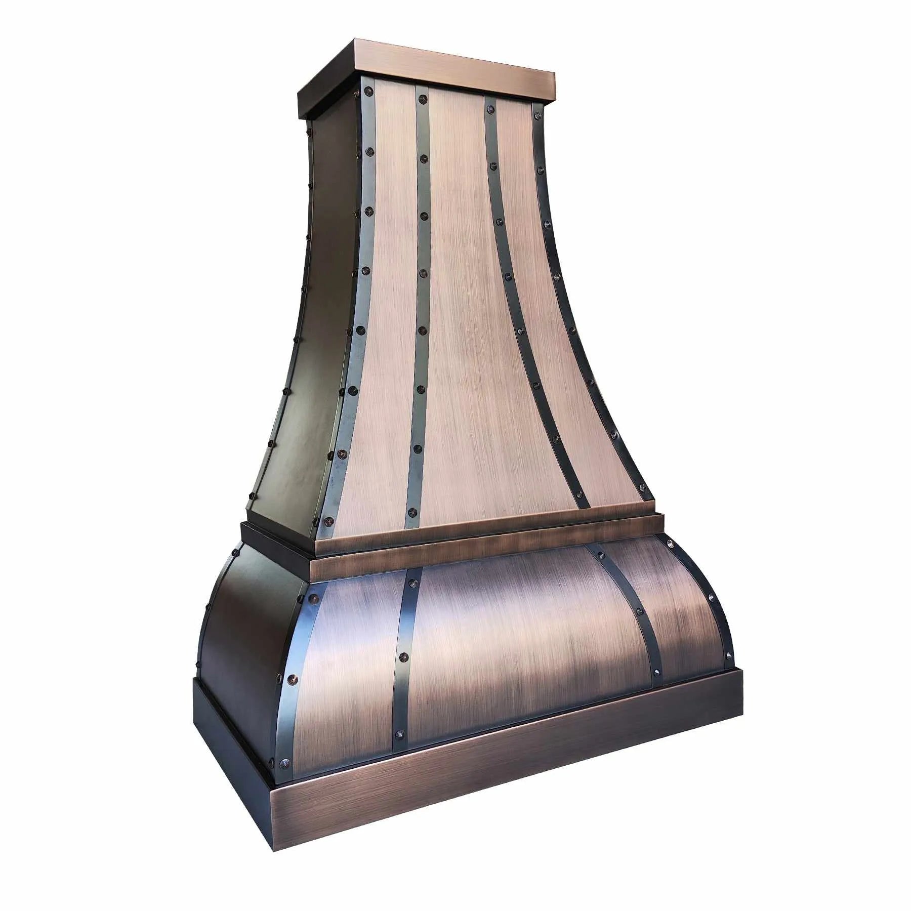 Fobest Copper Vent Hood with Two Curved Straps FCP-175-Copper Range Hood-Fobest