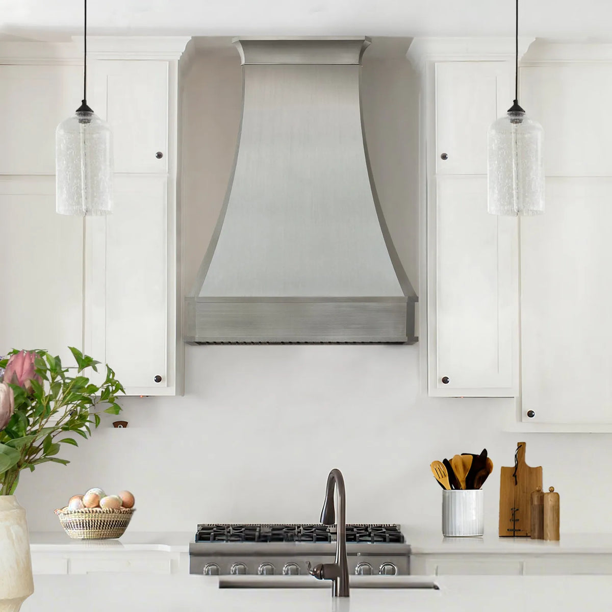 Fobest Curved Stainless Steel Custom Range Hood with Classic Crown FSS-64-Stainless Steel Range Hood-Fobest