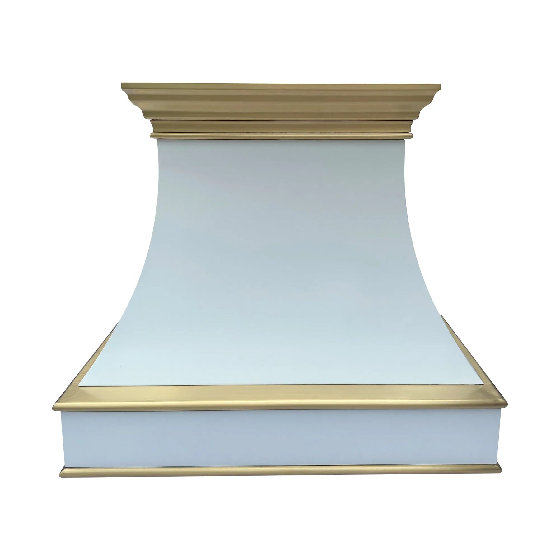 Fobest Curved White Stainless Steel Range Hood with Brass Crown and Trim FSS-378-Stainless Steel Range Hood-Fobest