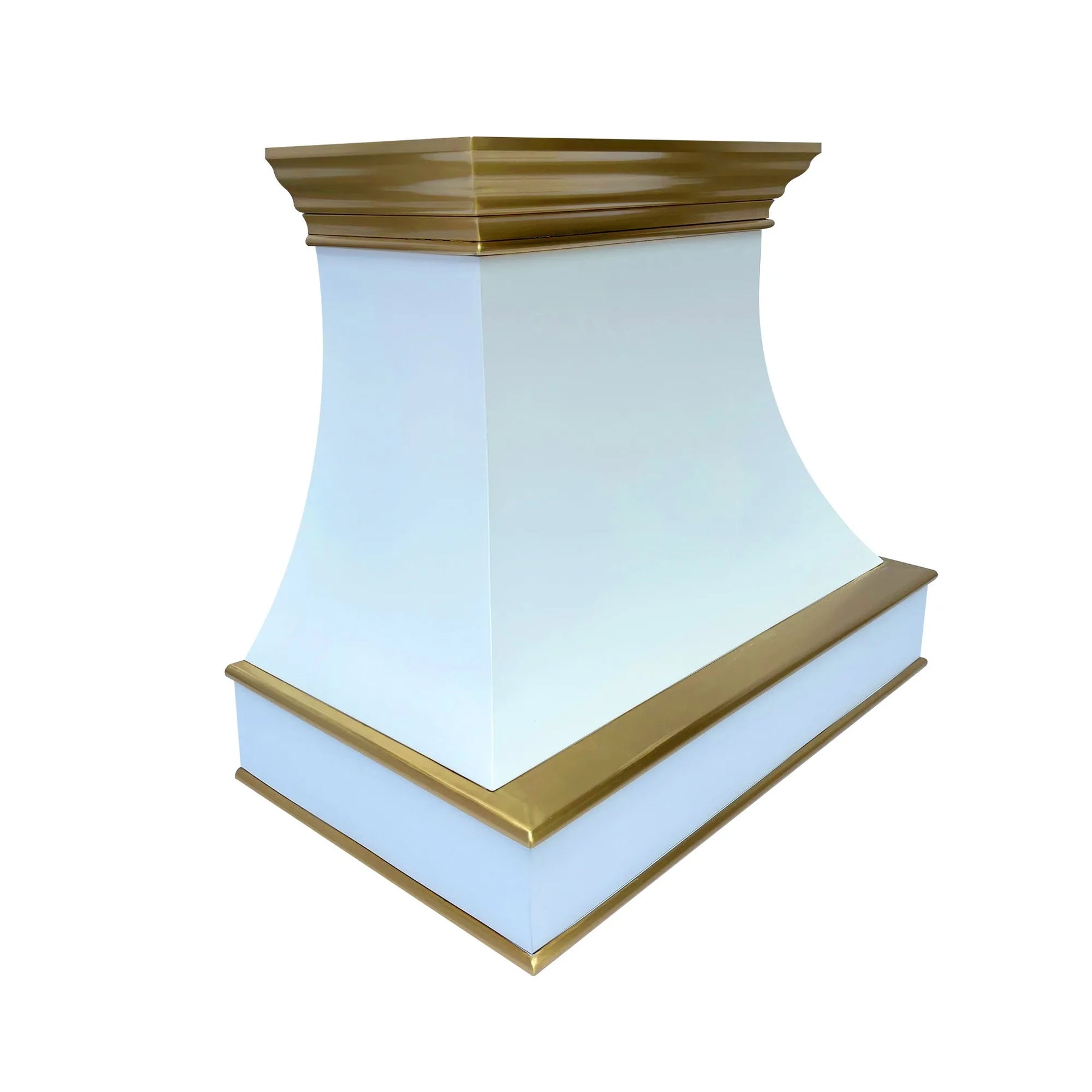 Fobest Curved White Stainless Steel Range Hood with Brass Crown and Trim FSS-378-Stainless Steel Range Hood-Fobest