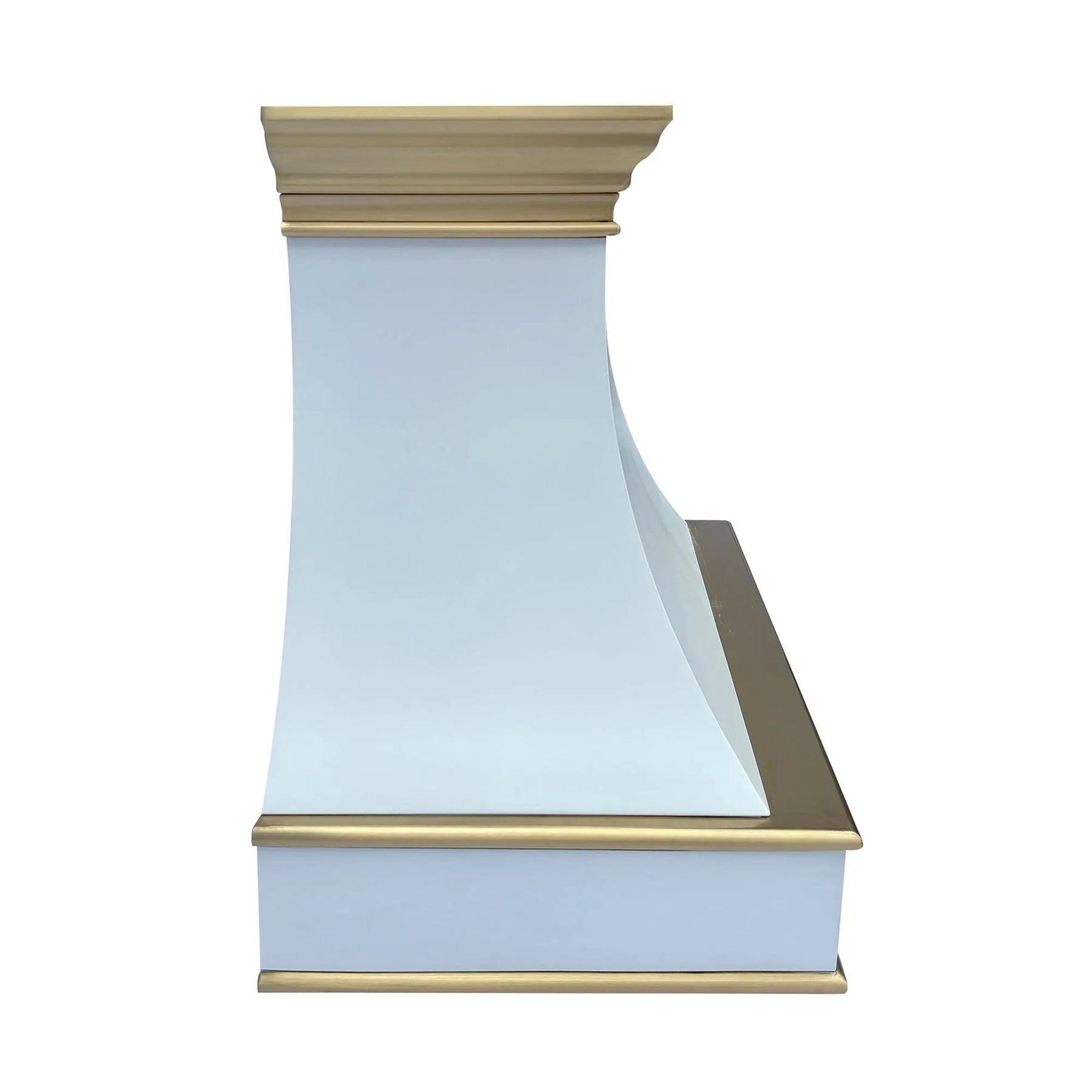 Fobest Curved White Stainless Steel Range Hood with Brass Crown and Trim FSS-378-Stainless Steel Range Hood-Fobest