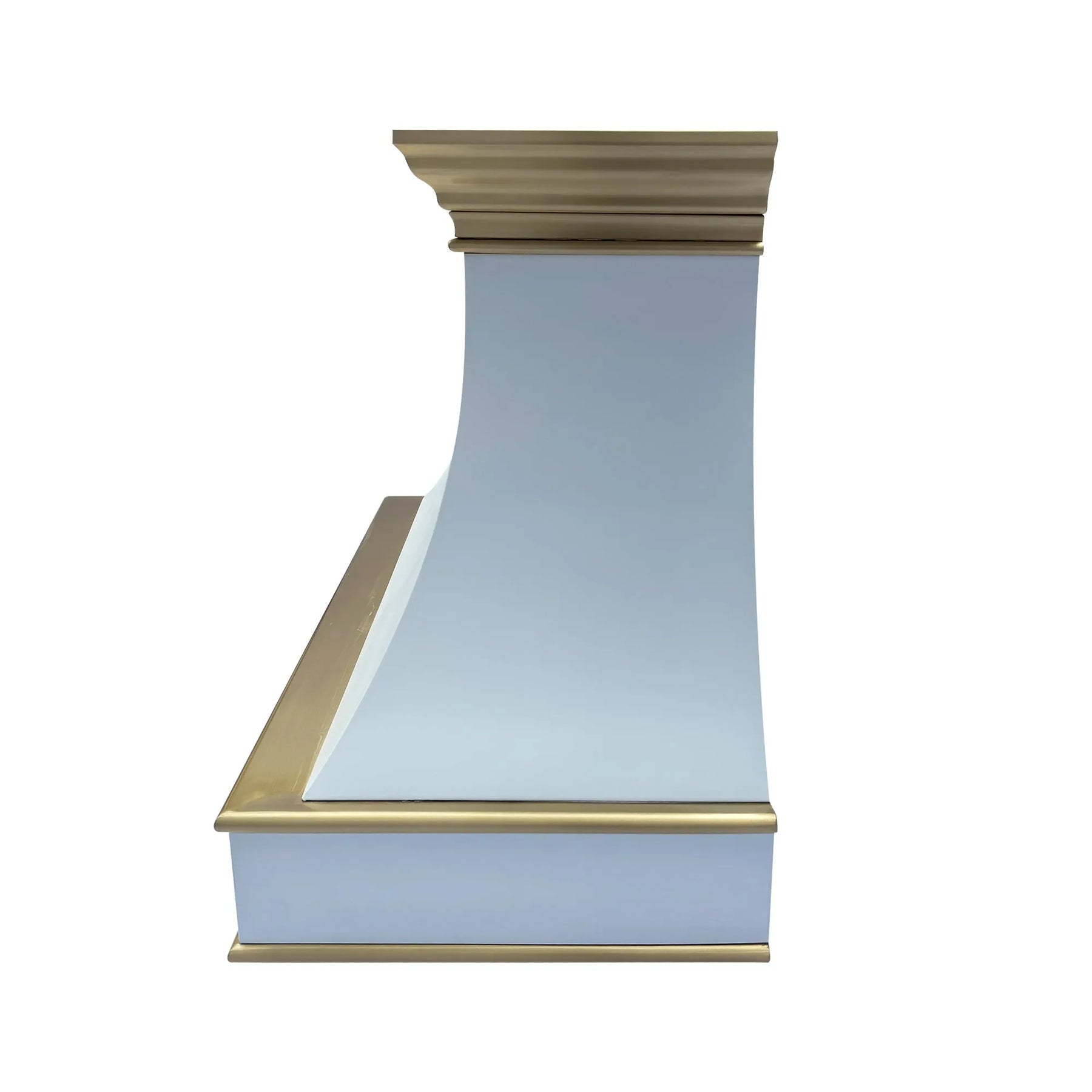 Fobest Curved White Stainless Steel Range Hood with Brass Crown and Trim FSS-378-Stainless Steel Range Hood-Fobest