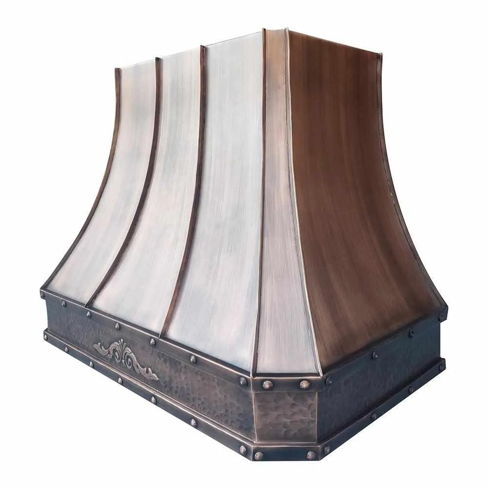 Fobest Custom Antique Copper Range Hood with Apron Pattern FCP-131-Copper Range Hood-Fobest