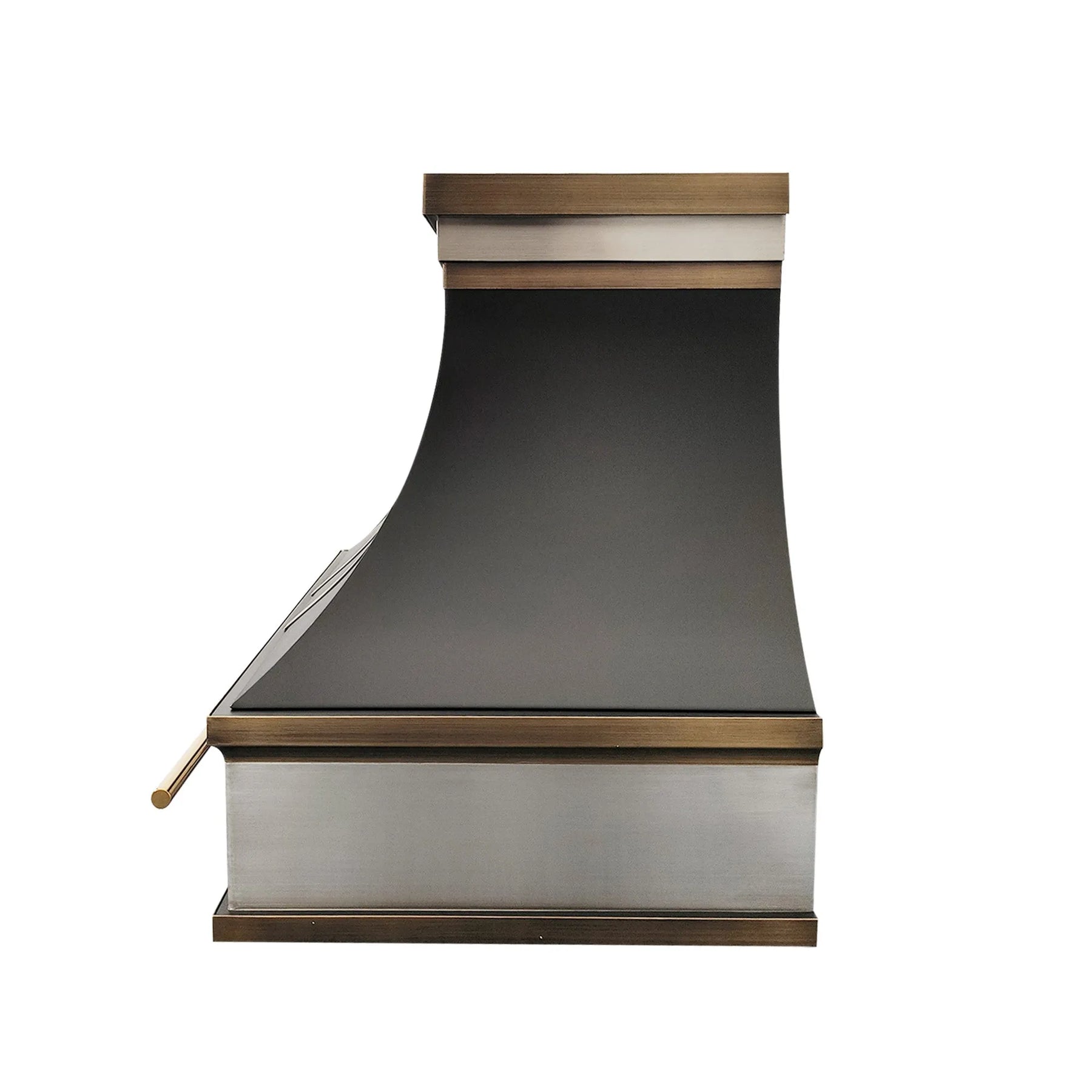 Fobest Custom Black Range Hood with Aged Brass and Stainless Accents FSS-383-Stainless Steel Range Hood-Fobest