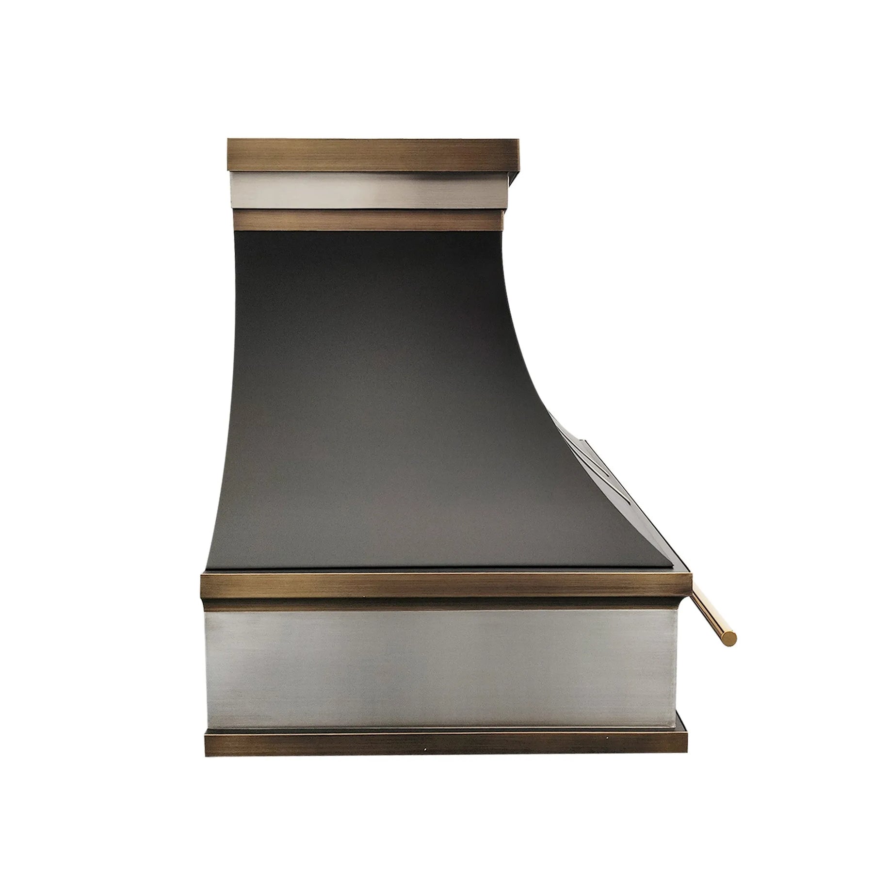 Fobest Custom Black Range Hood with Aged Brass and Stainless Accents FSS-383-Stainless Steel Range Hood-Fobest