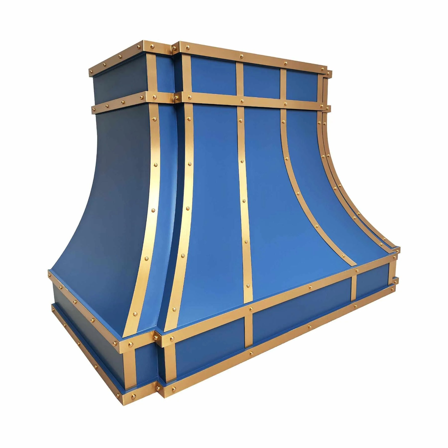 Fobest Custom Blue Range Hood Stainless Steel with Brass Trims FSS-210-Stainless Steel Range Hood-Fobest