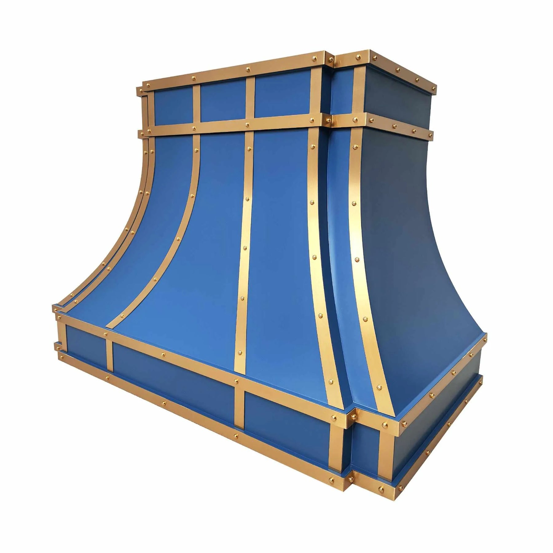 Fobest Custom Blue Range Hood Stainless Steel with Brass Trims FSS-210-Stainless Steel Range Hood-Fobest