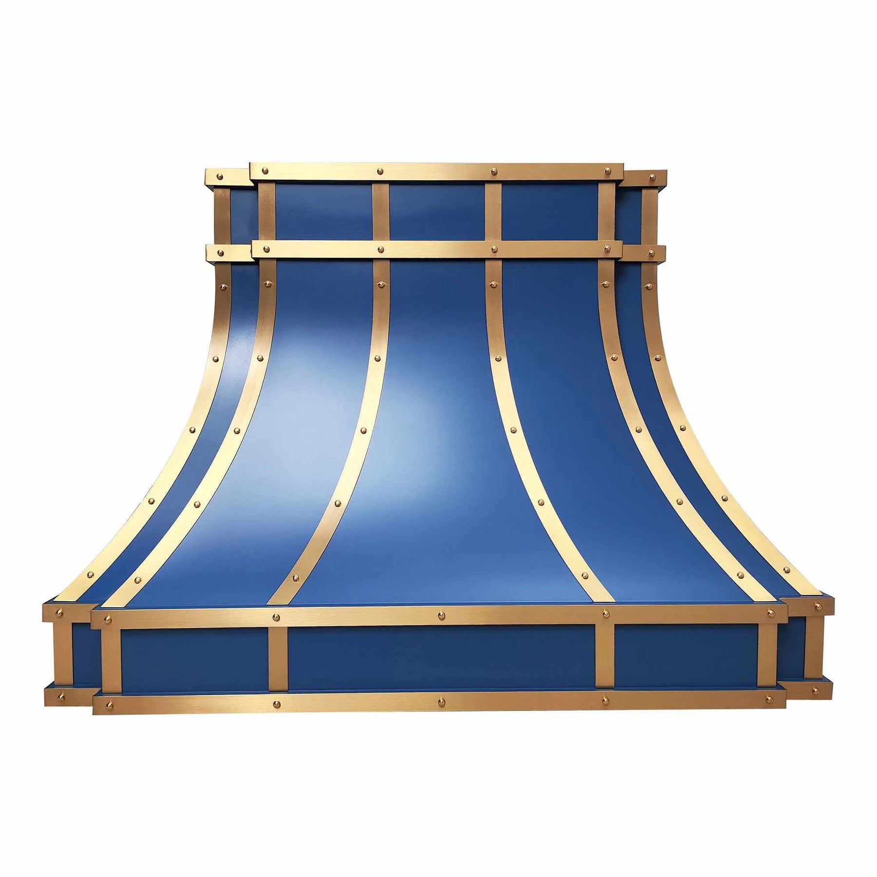 Fobest Custom Blue Range Hood Stainless Steel with Brass Trims FSS-210-Stainless Steel Range Hood-Fobest
