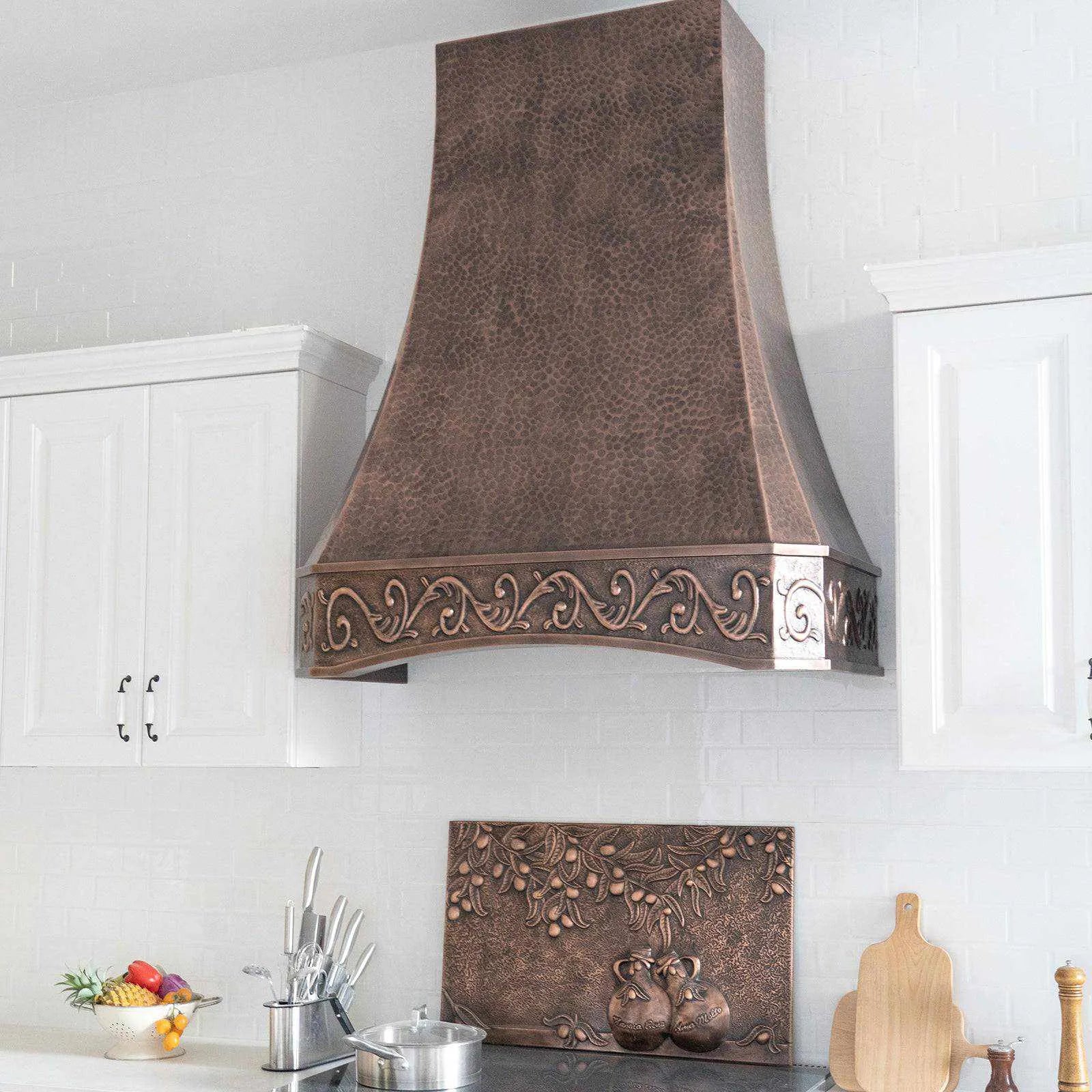 Fobest Custom Copper Range Hood with Farmhouse Bottom Arched Design FCP-91-Copper Range Hood-Fobest