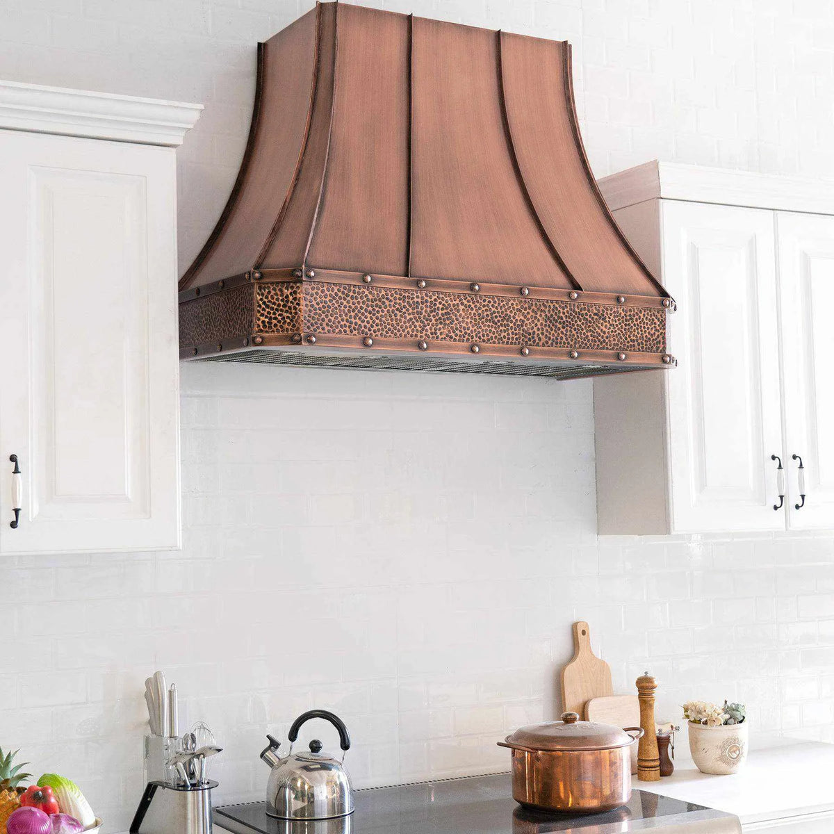 Fobest Custom Copper Range Hood with Hammer Apron FCP-99-Copper Range Hood-Fobest