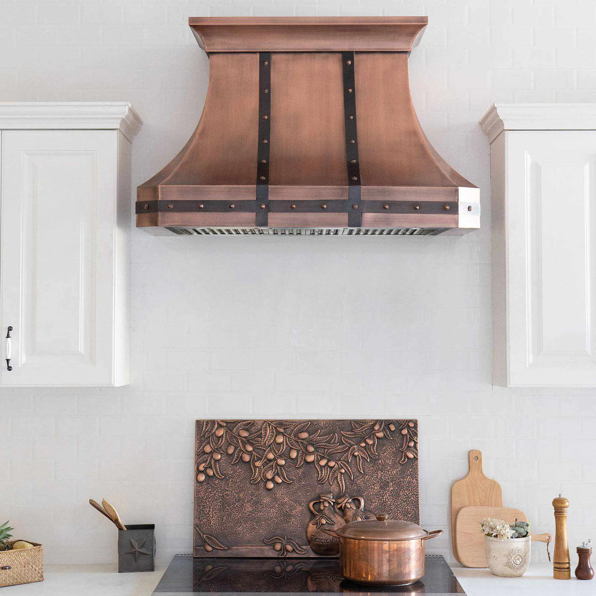 Fobest Custom Copper Range Hood with Metal Bands FCP-24-Copper Range Hood-Fobest