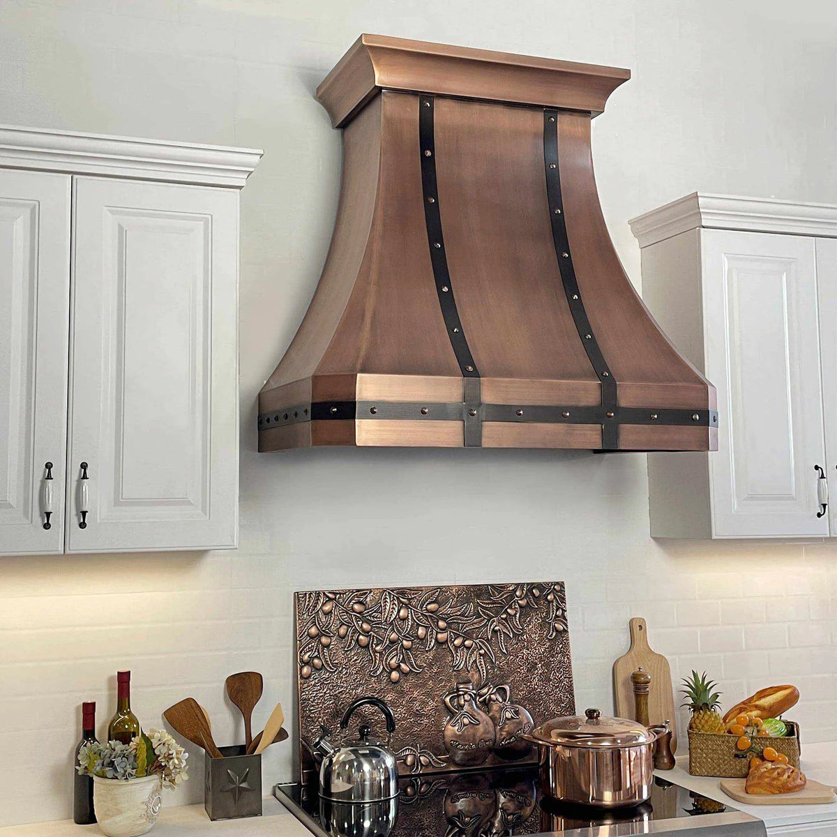 Fobest Custom Copper Range Hood with Metal Bands FCP-24-Copper Range Hood-Fobest