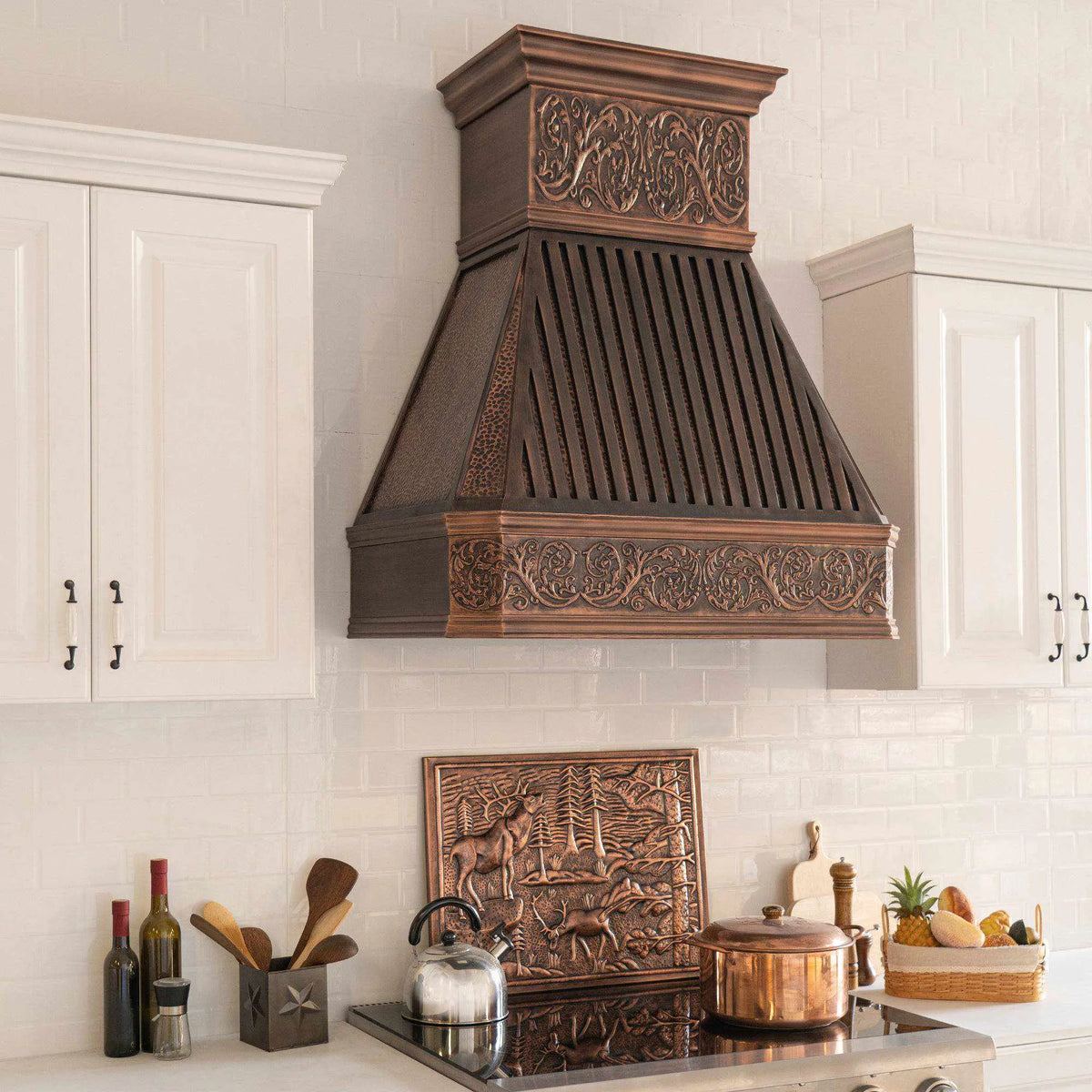 Fobest Custom Copper Range Hood with Rustic Handmade Pattern FCP-27-Copper Range Hood-Fobest