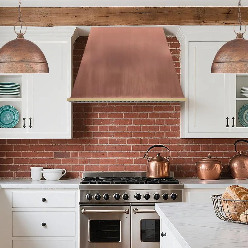 Fobest Custom Copper Vent Hood with Brass Band FCP-248-Copper Range Hood-Fobest