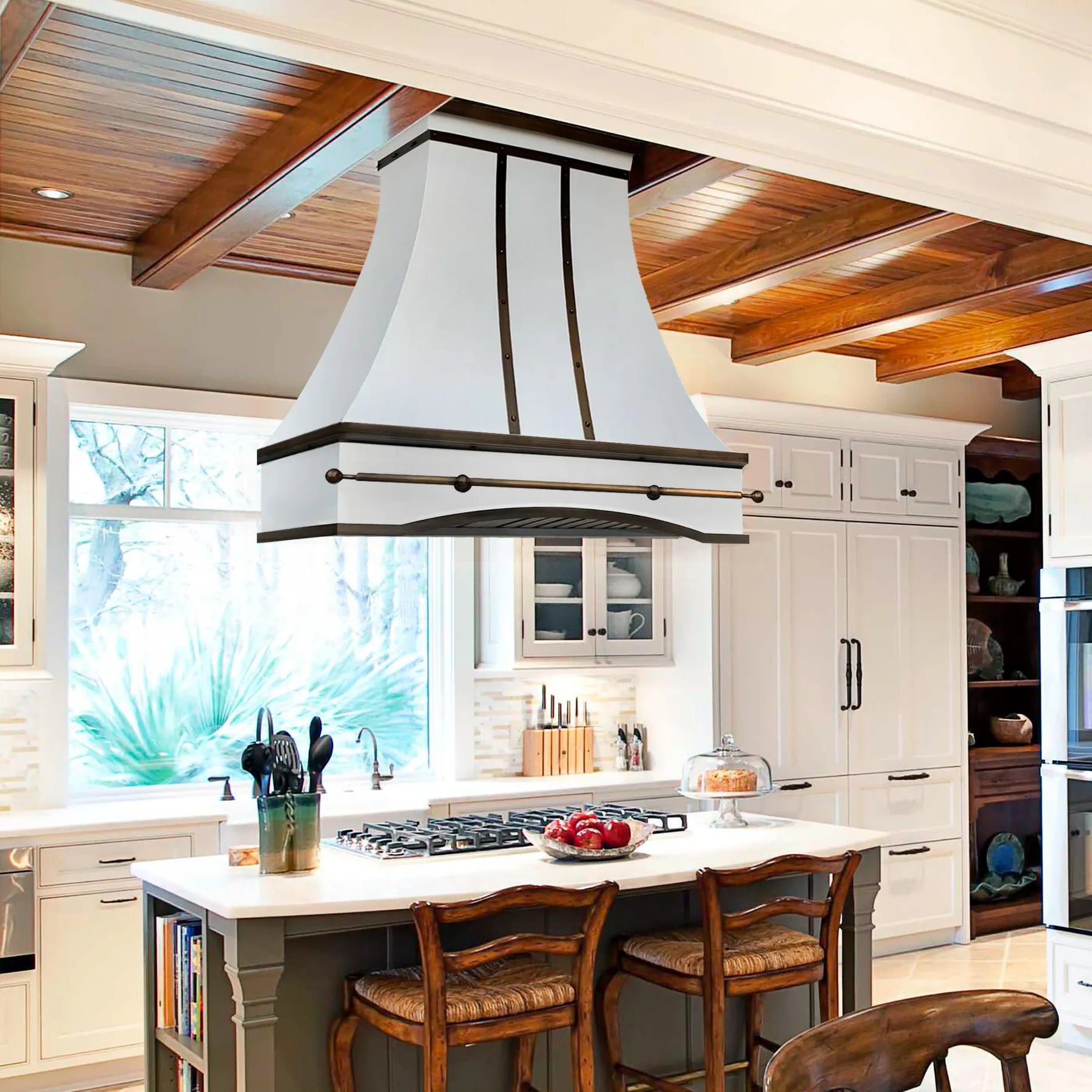Fobest Custom Island White Range Hood FSS-335-Stainless Steel Range Hood-Fobest