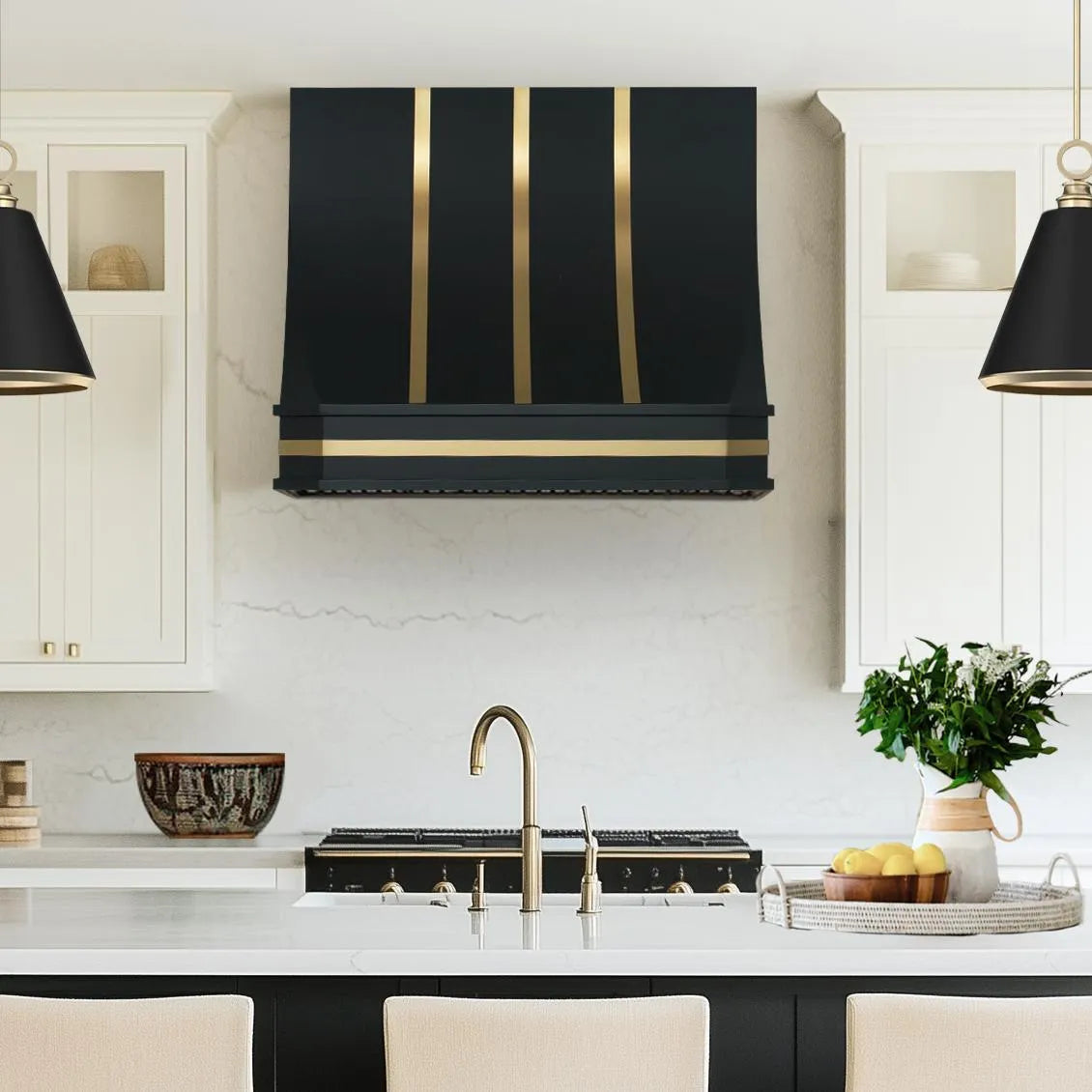Fobest Custom Kitchen Hood with Brass Trims FSS-253-Stainless Steel Range Hood-Fobest
