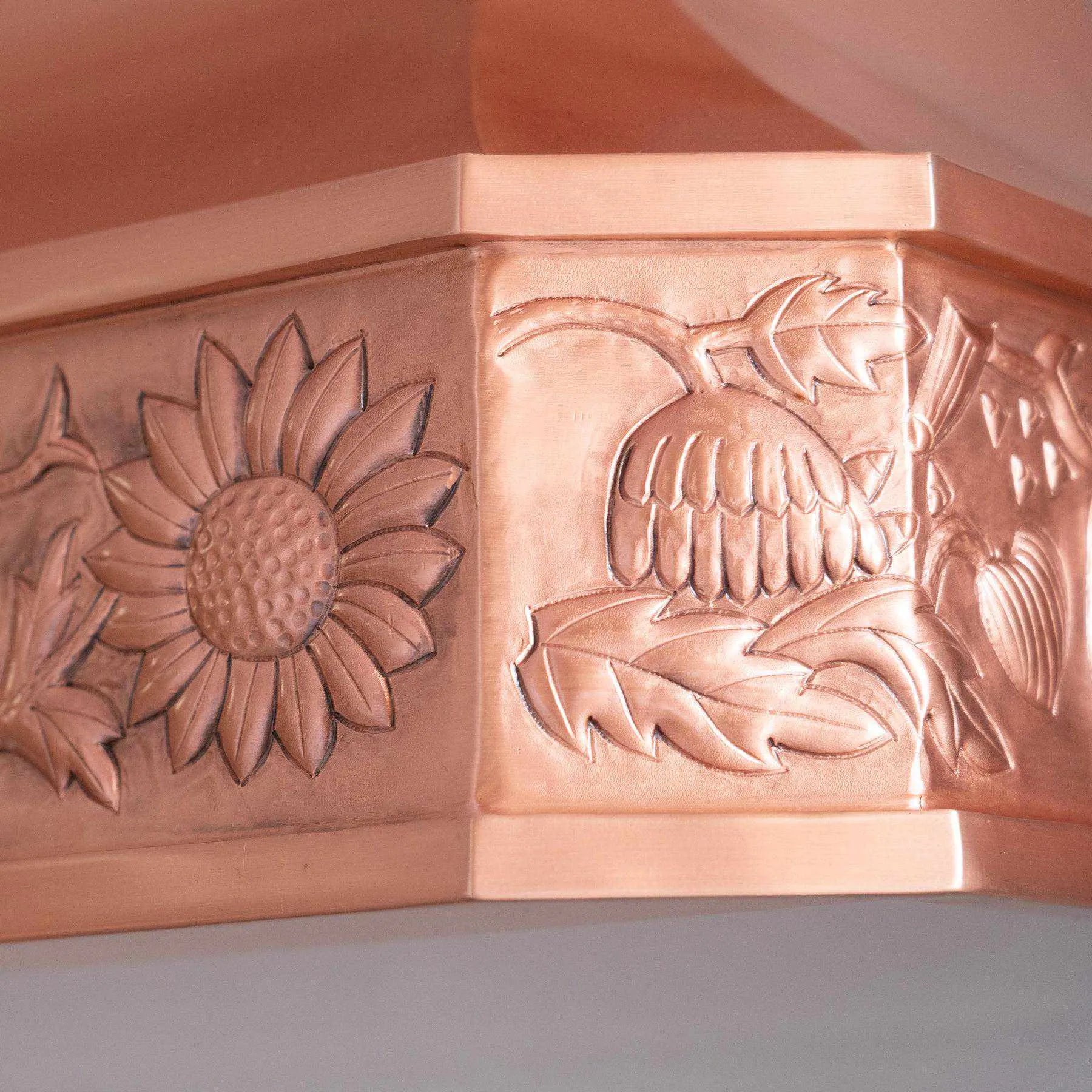 Fobest Custom Kitchen Hood with Sunflower Apron Design FCP-106-Copper Range Hood-Fobest