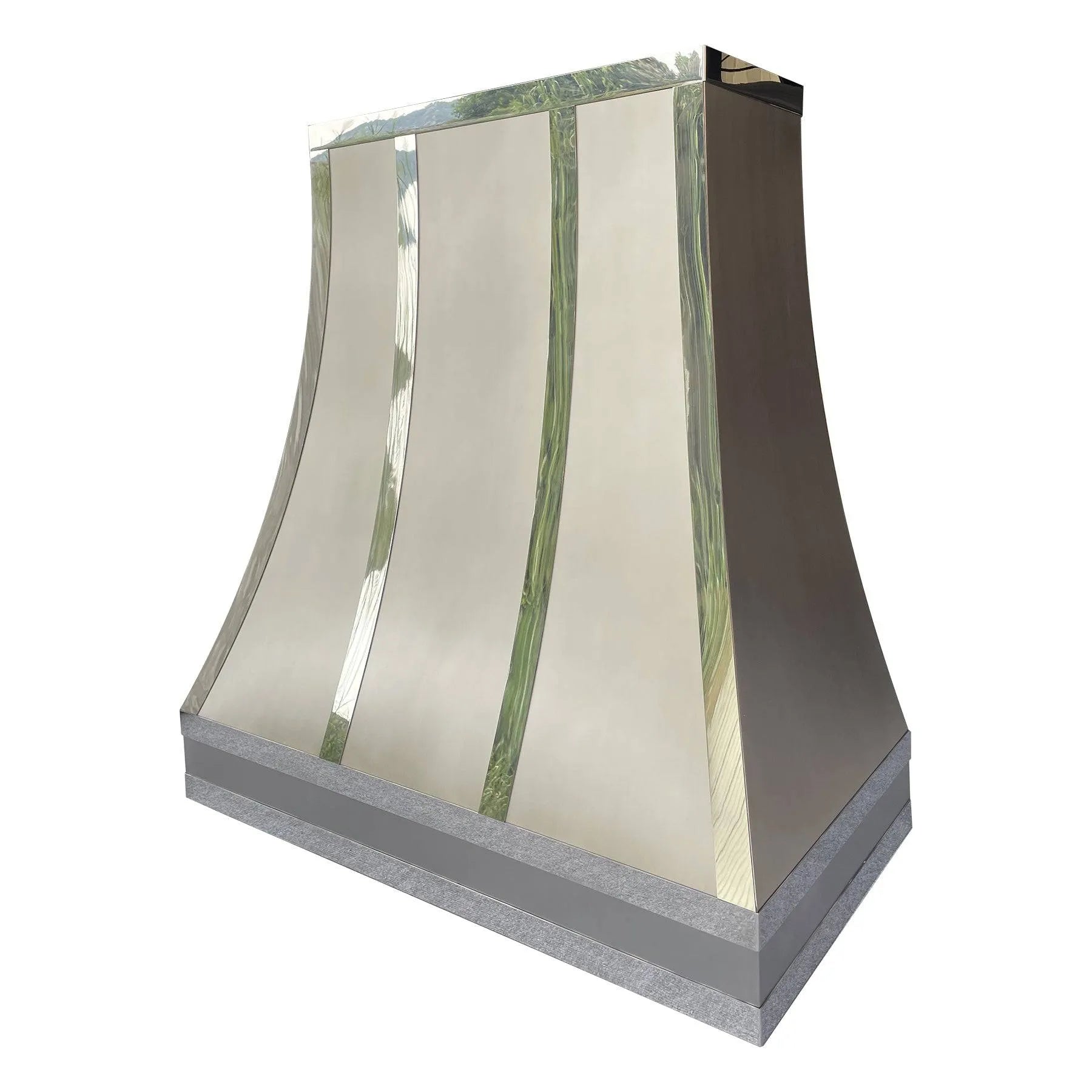 Fobest Custom Stainless Steel Kitchen Range Hood with Mirror Straps FSS-139-Stainless Steel Range Hood-Fobest