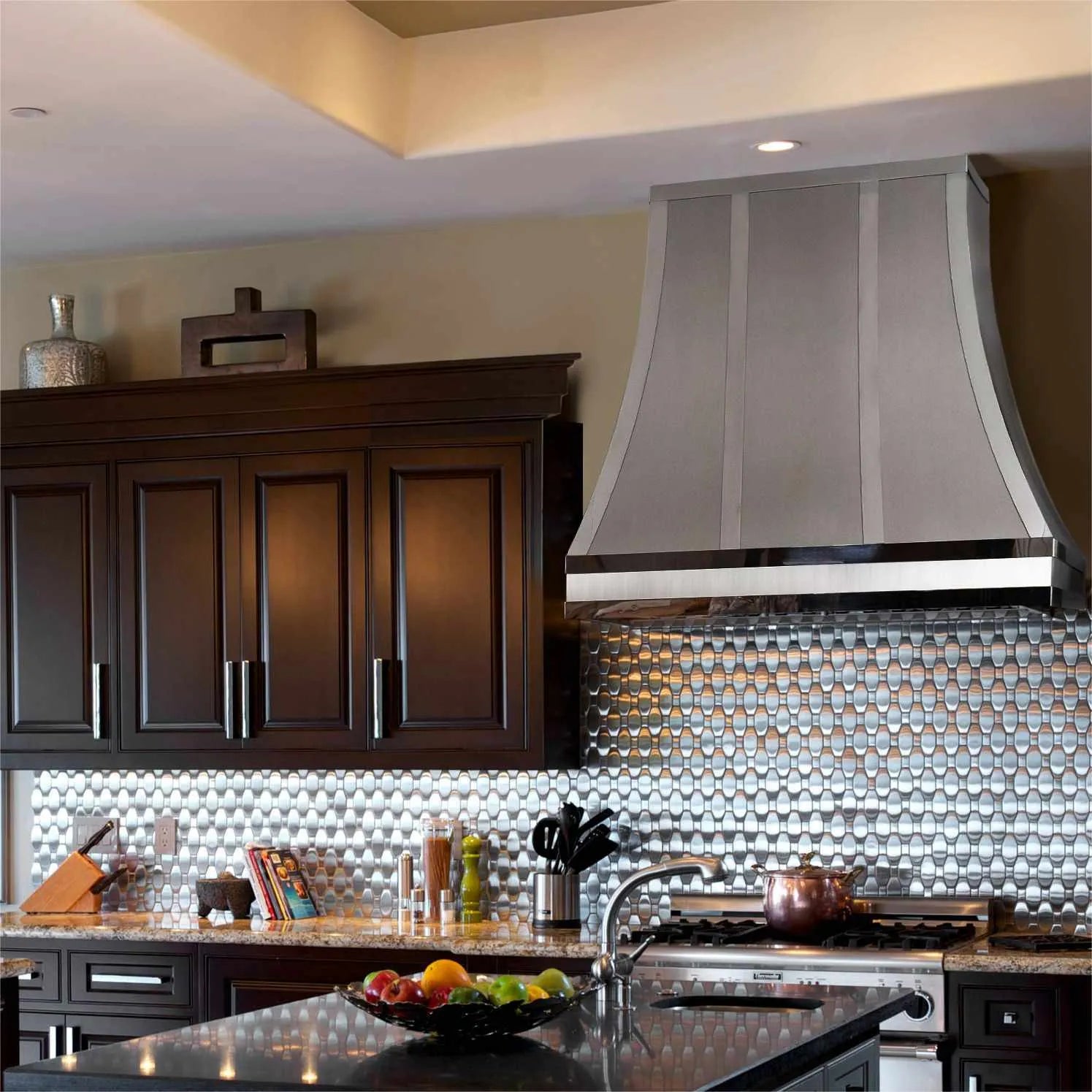Fobest Custom Stainless Steel Kitchen Range Hood with Mirror Straps FSS-139-Stainless Steel Range Hood-Fobest