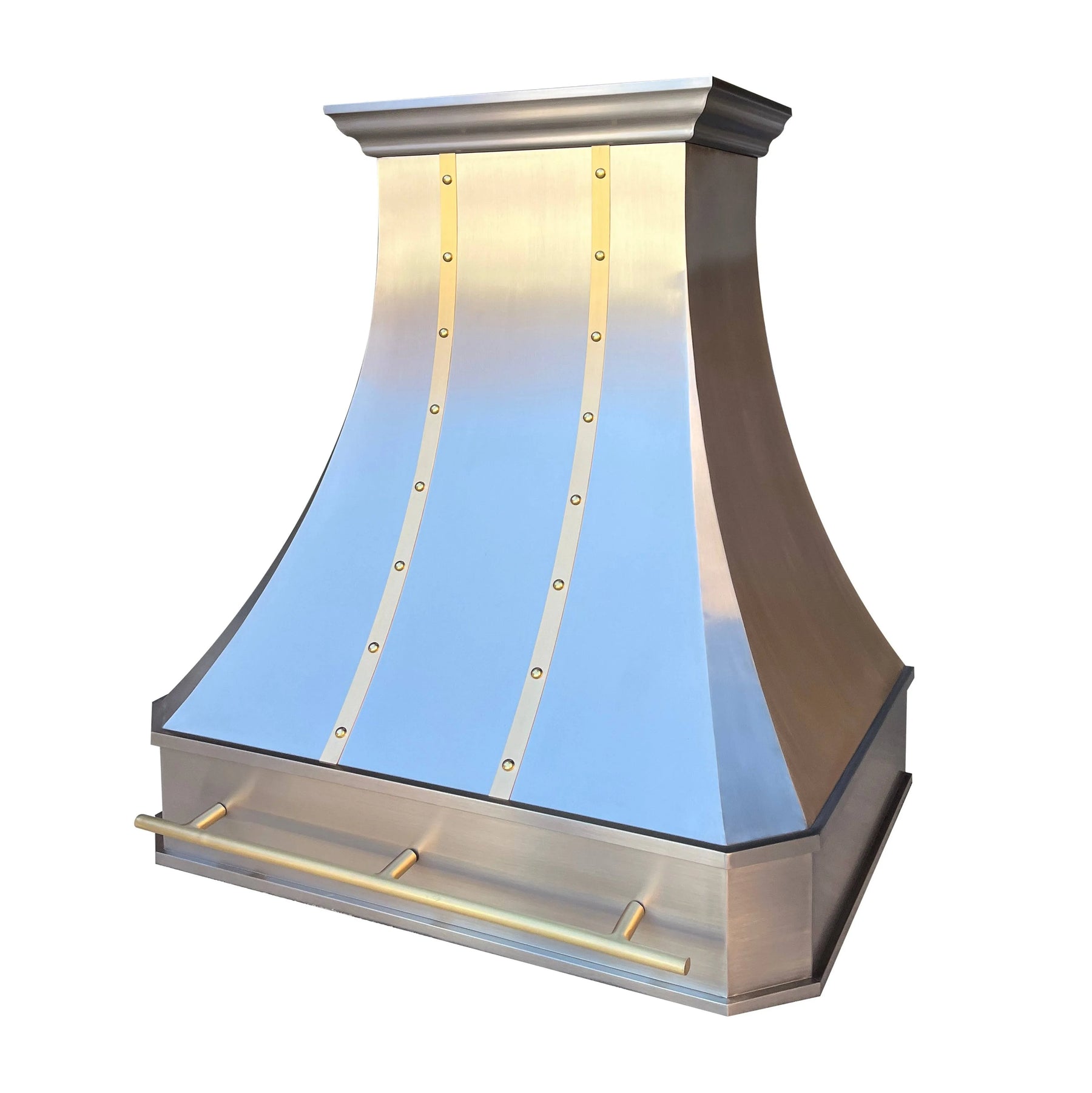Fobest Custom Stainless Steel Range Hood with Brass Bar FSS-42-Stainless Steel Range Hood-Fobest