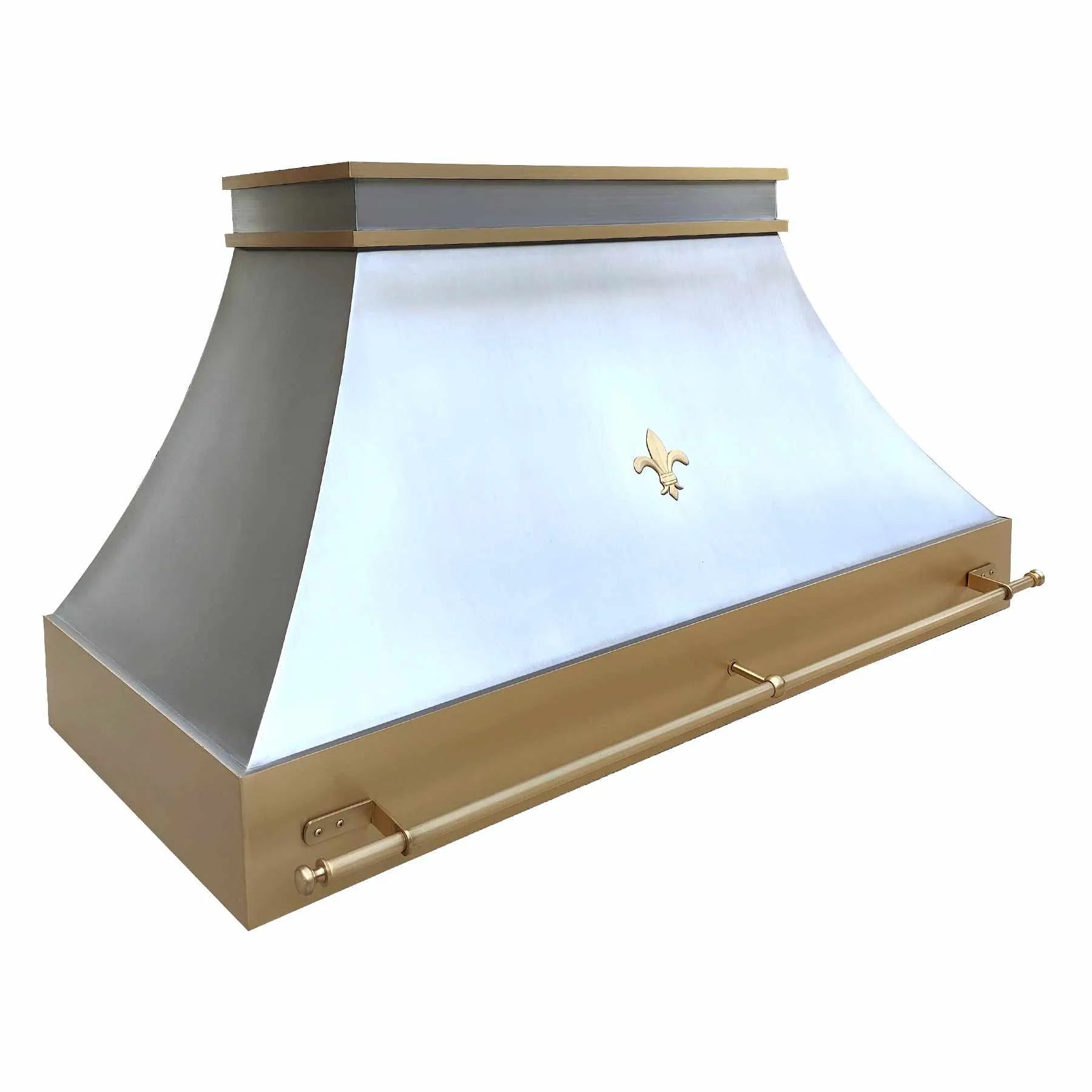 Fobest Custom Stainless Steel Range Hood with Brass Fleur-de-Lis Decor FSS-256-Stainless Steel Range Hood-Fobest