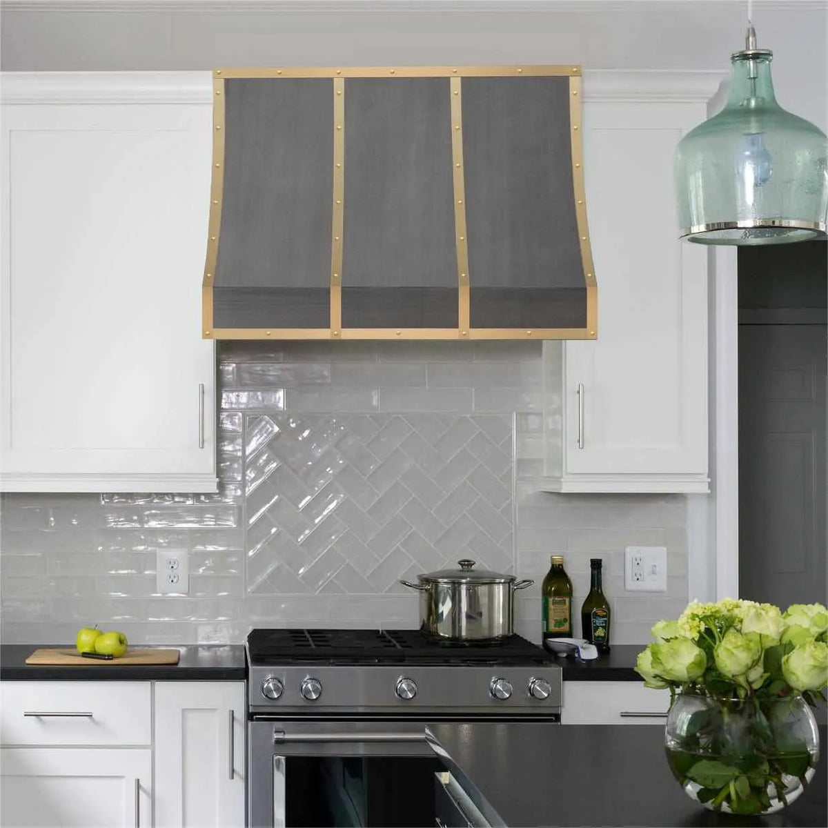 Fobest Custom Stainless Steel Range Hood with Brass Straps FSS-131-Stainless Steel Range Hood-Fobest