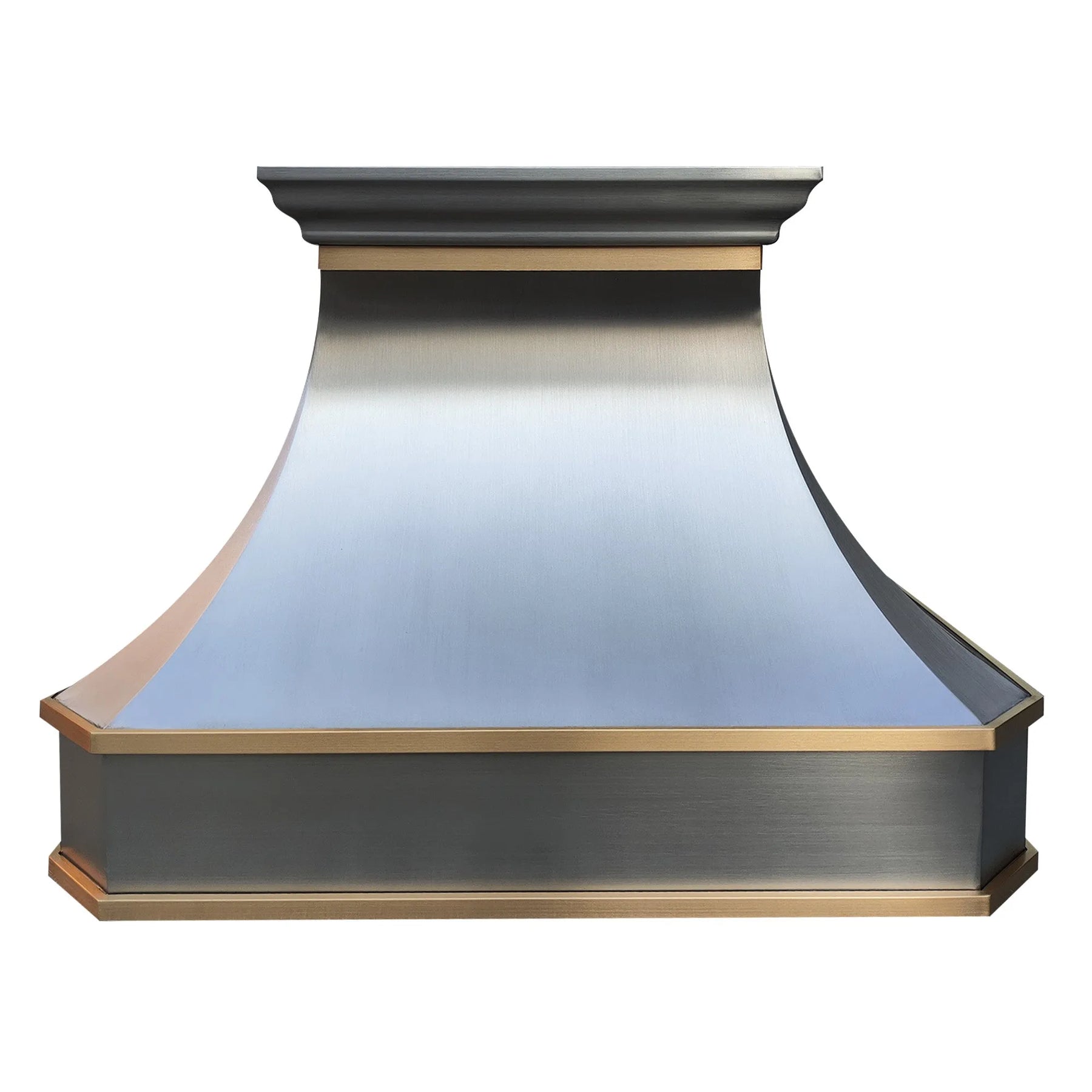 Fobest Custom Stainless Steel Range Hood with Horizontal Brass Strap FSS-44-Stainless Steel Range Hood-Fobest