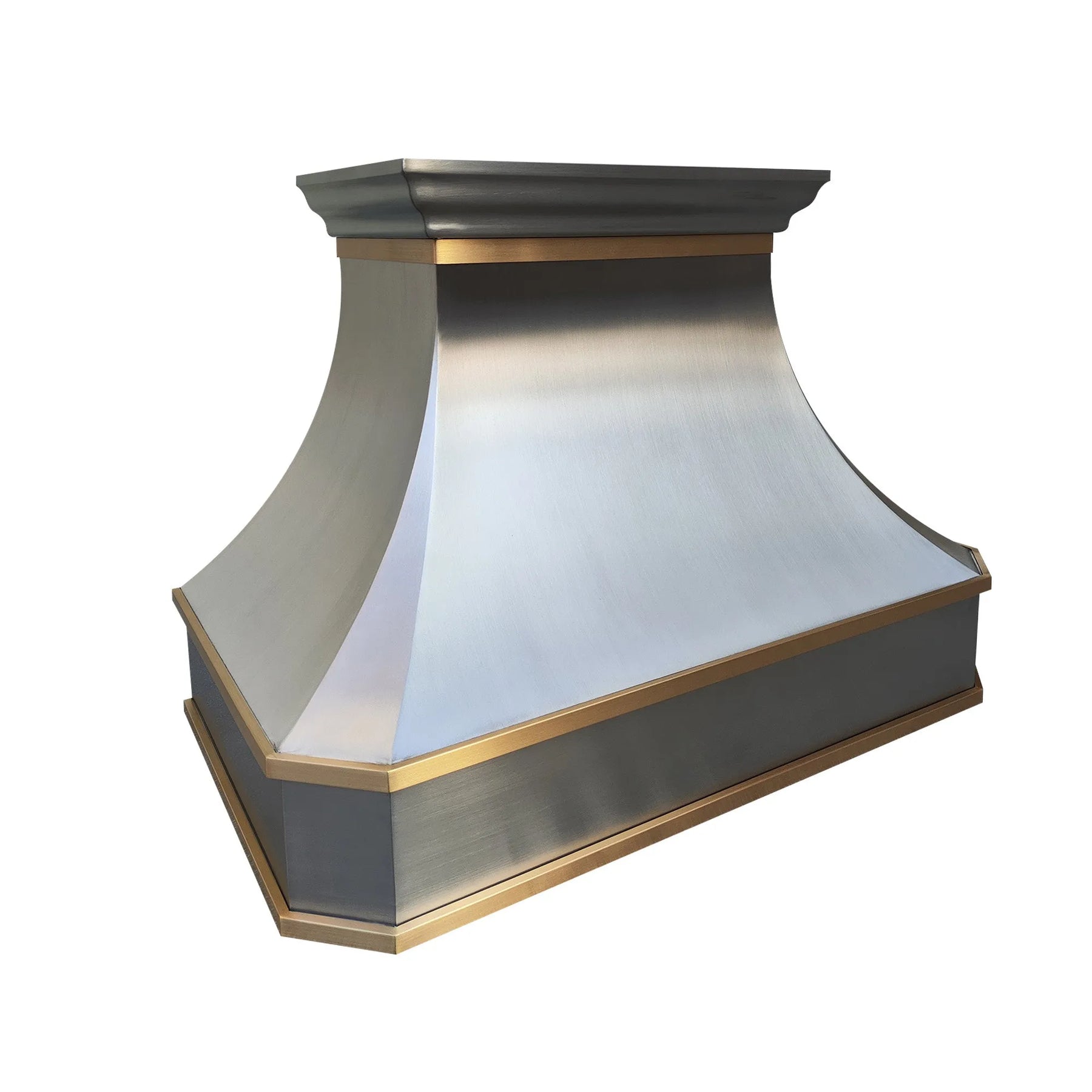 Fobest Custom Stainless Steel Range Hood with Horizontal Brass Strap FSS-44-Stainless Steel Range Hood-Fobest