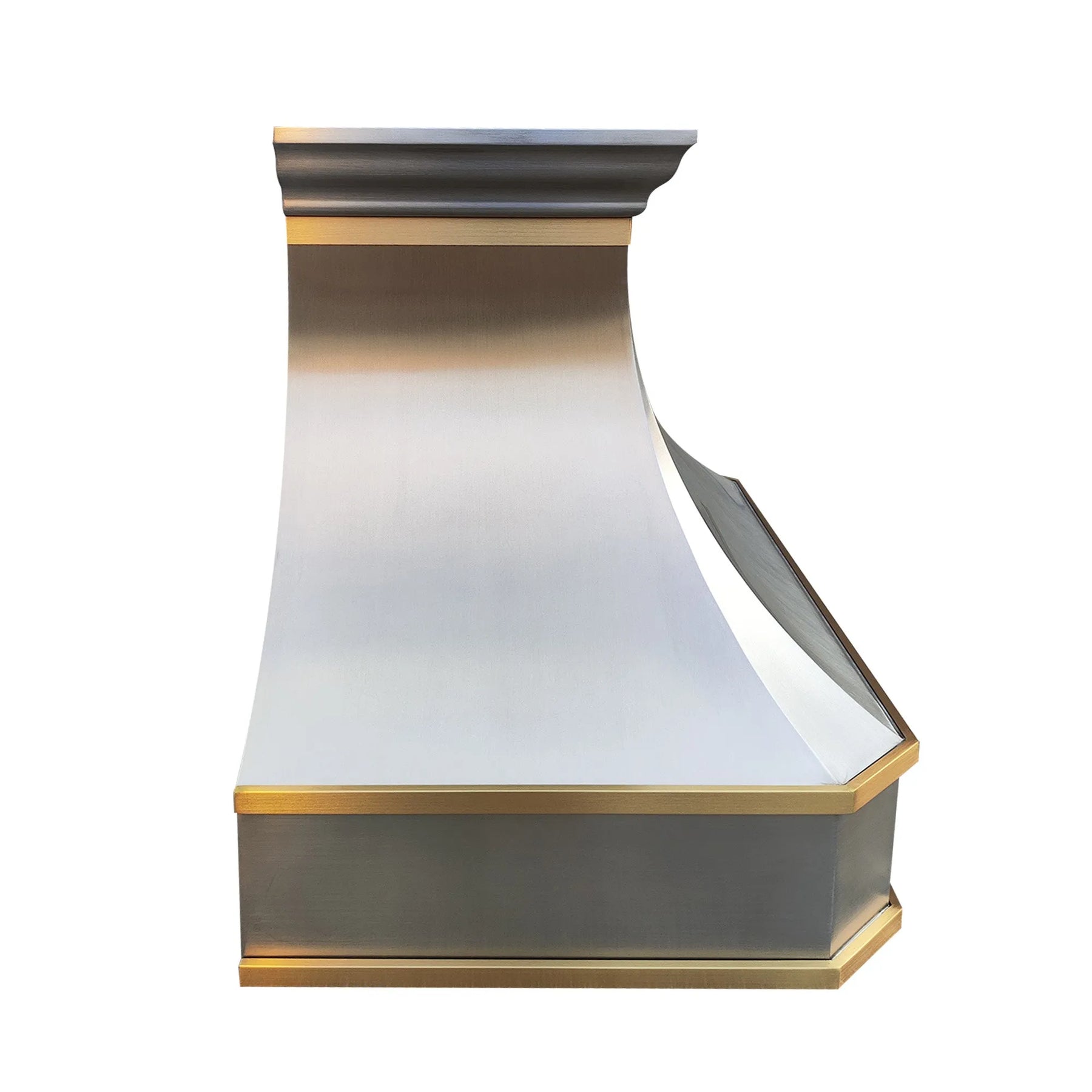 Fobest Custom Stainless Steel Range Hood with Horizontal Brass Strap FSS-44-Stainless Steel Range Hood-Fobest