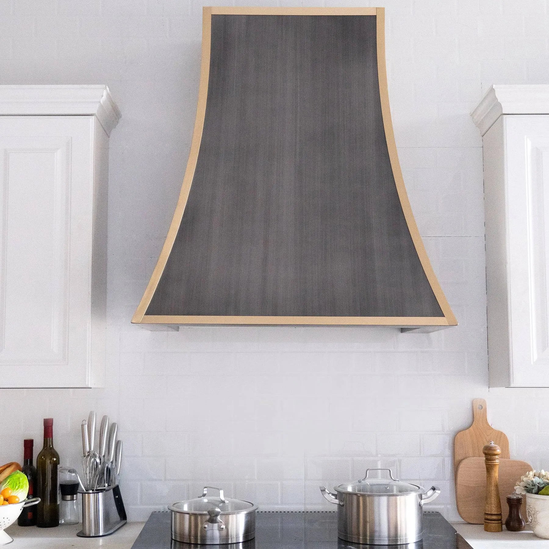 Fobest Custom Stainless Steel Vent Hood with Brass Frame FSS-73-Stainless Steel Range Hood-Fobest