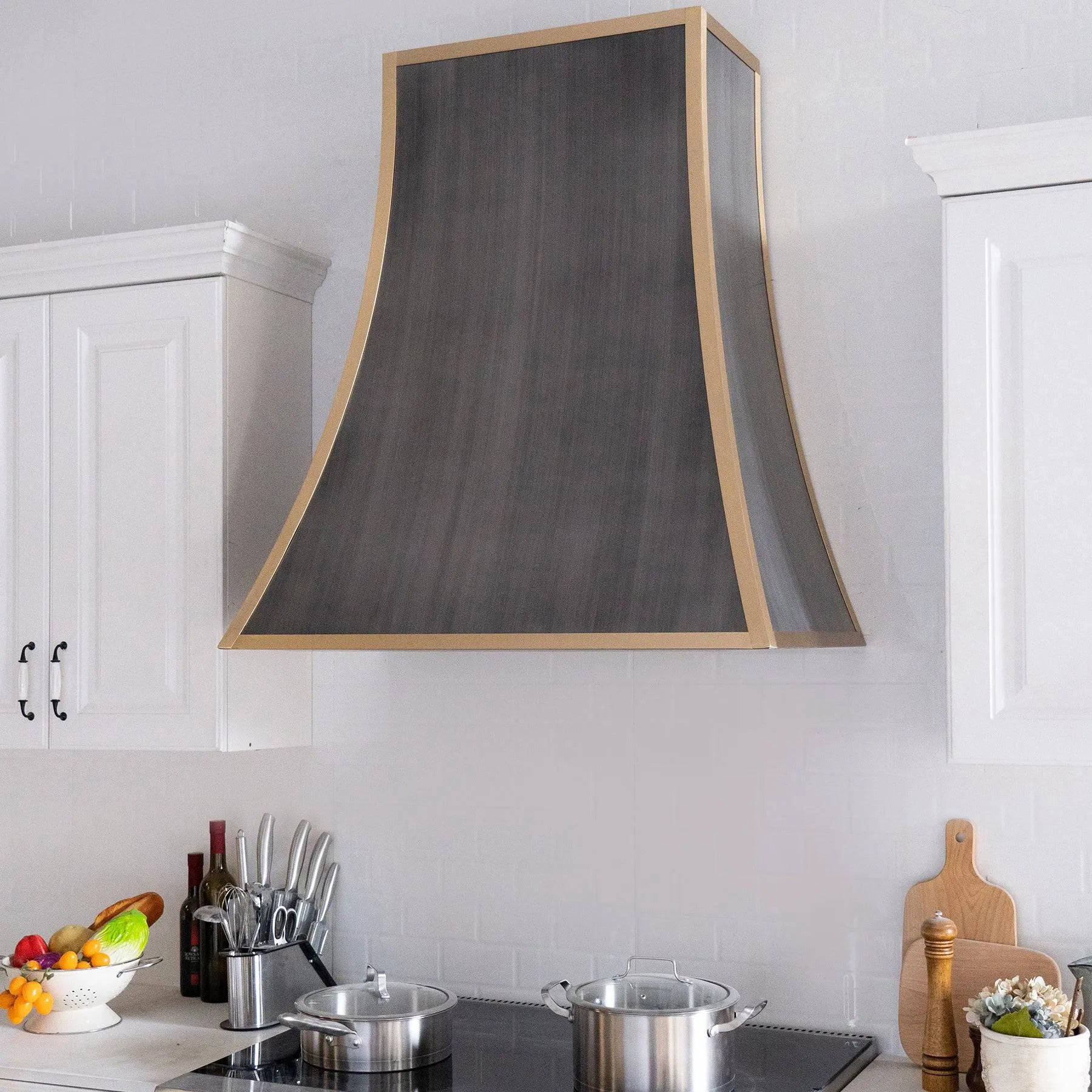 Fobest Custom Stainless Steel Vent Hood with Brass Frame FSS-73-Stainless Steel Range Hood-Fobest
