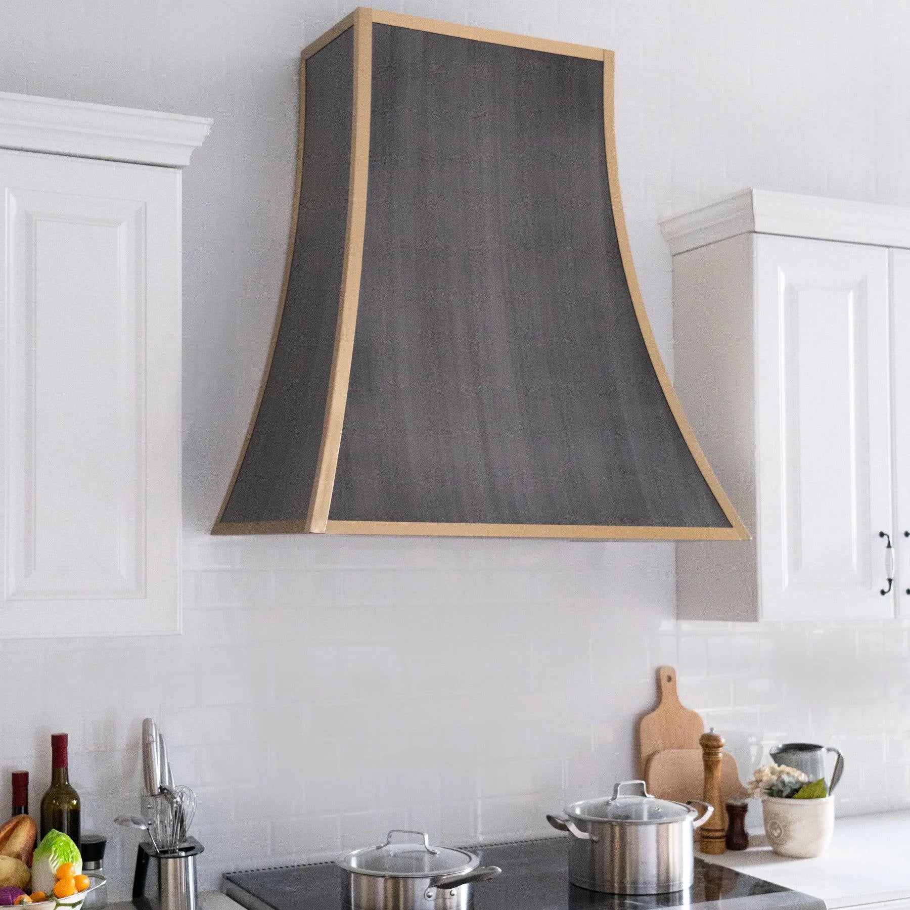 Fobest Custom Stainless Steel Vent Hood with Brass Frame FSS-73-Stainless Steel Range Hood-Fobest