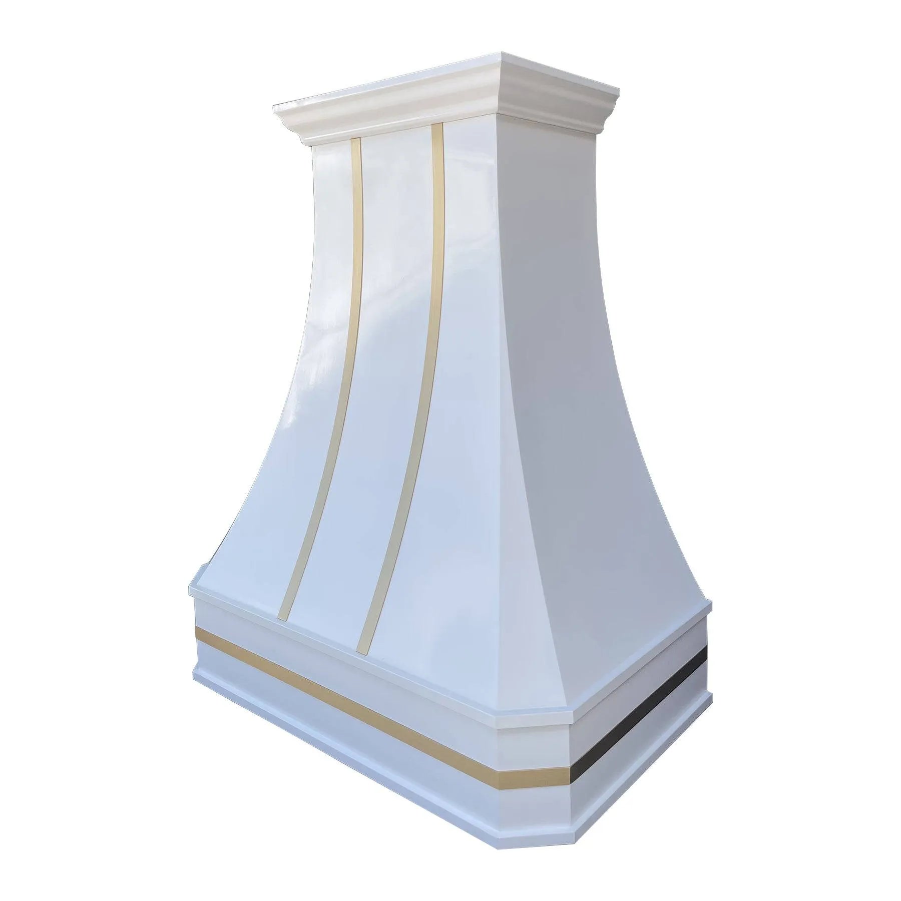 Fobest Custom White Range Hood with Brass Straps FSS-100-Stainless Steel Range Hood-Fobest