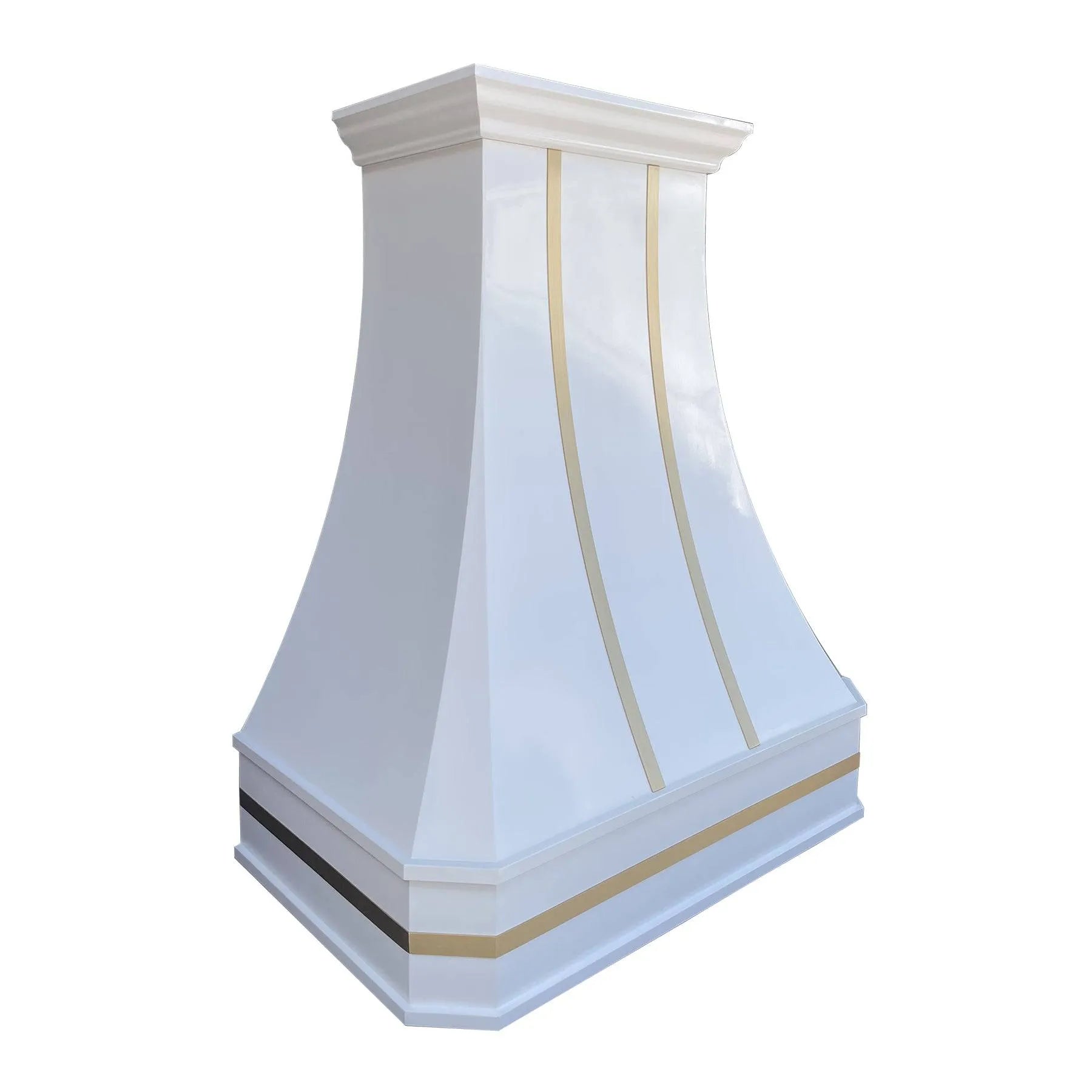 Fobest Custom White Range Hood with Brass Straps FSS-100-Stainless Steel Range Hood-Fobest