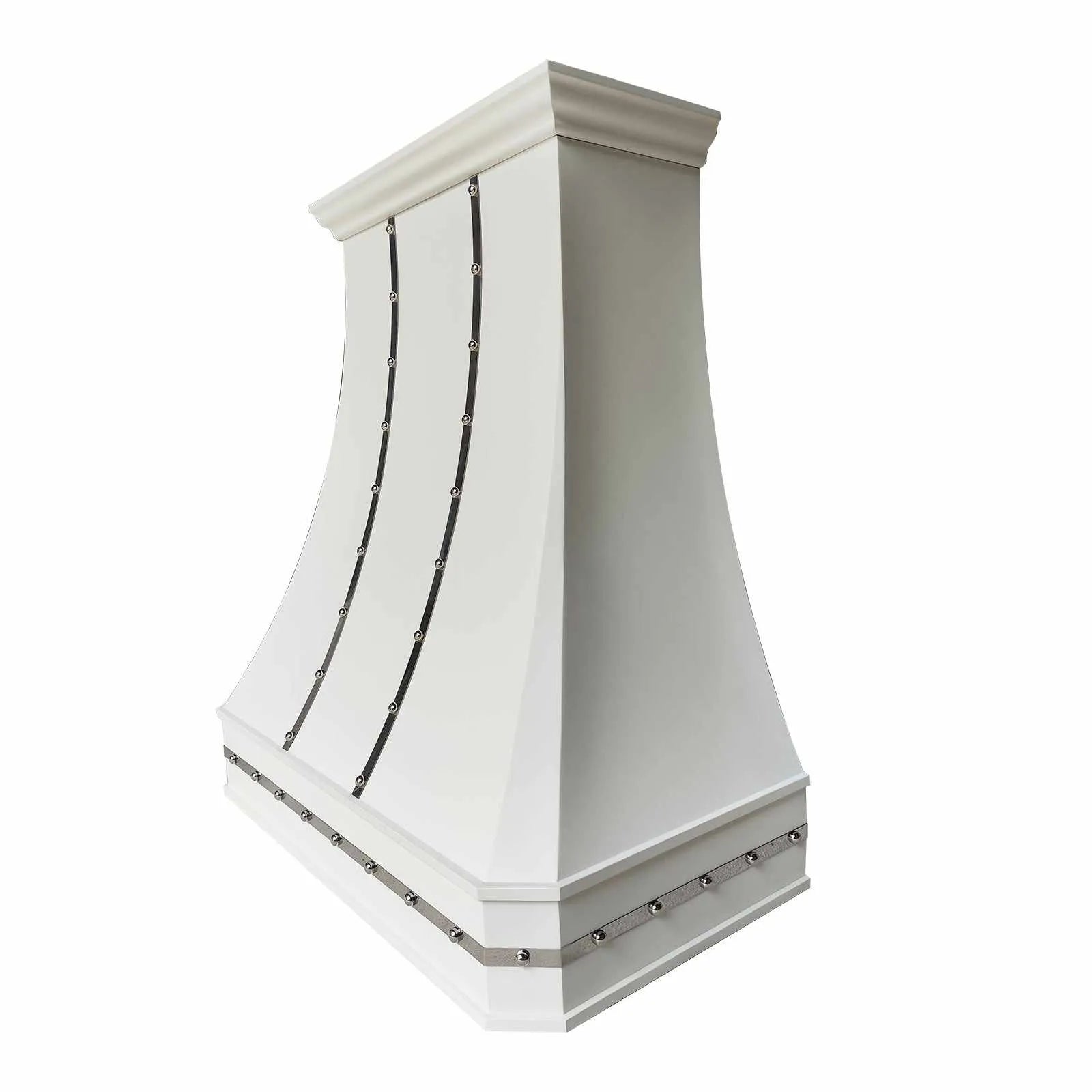 Fobest Custom White Stainless Steel Range Hood with Mirror Band FSS-187-Stainless Steel Range Hood-Fobest