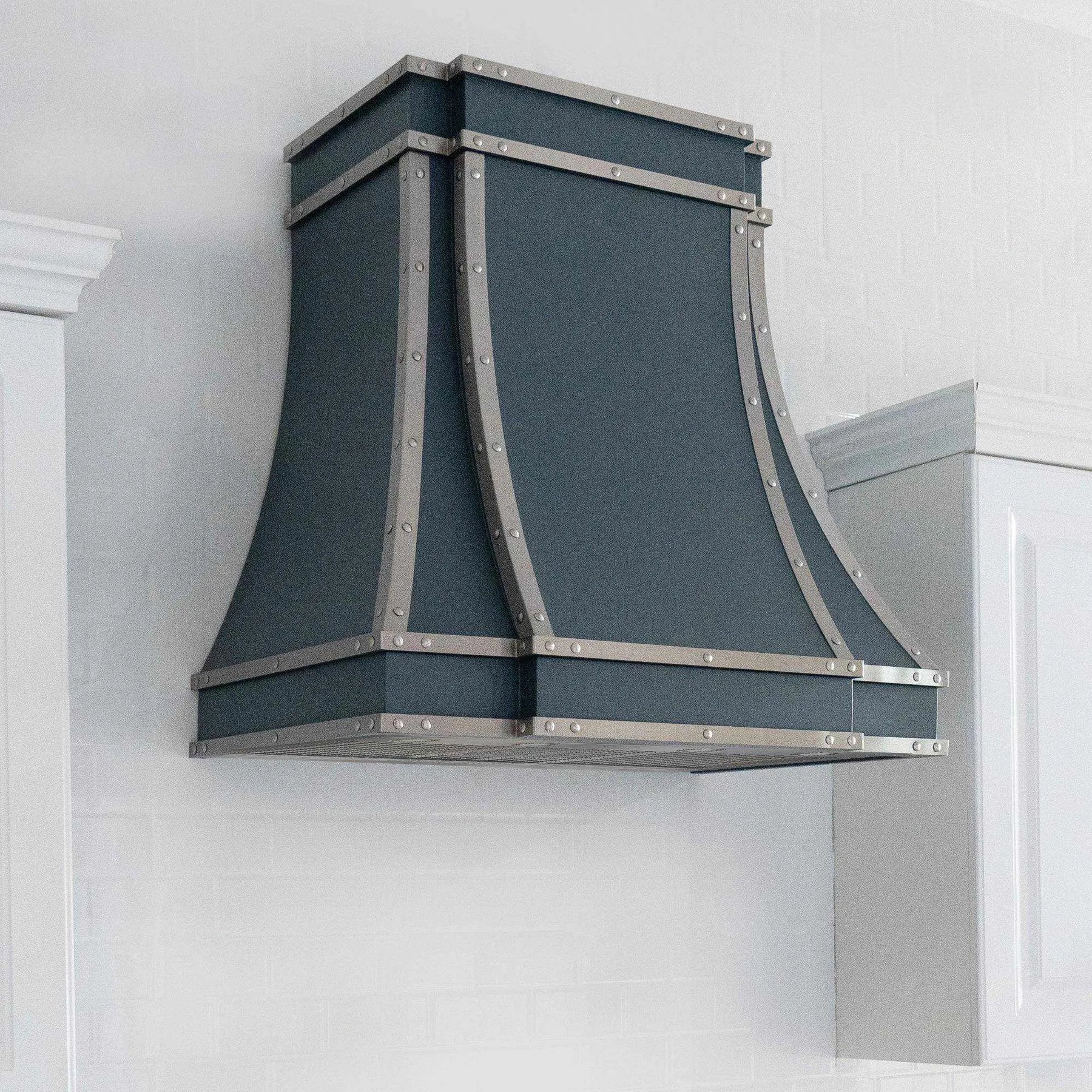 Fobest Dark Blue Stainless Steel Range Hood with Silver Trim SS-63-Stainless Steel Range Hood-Fobest