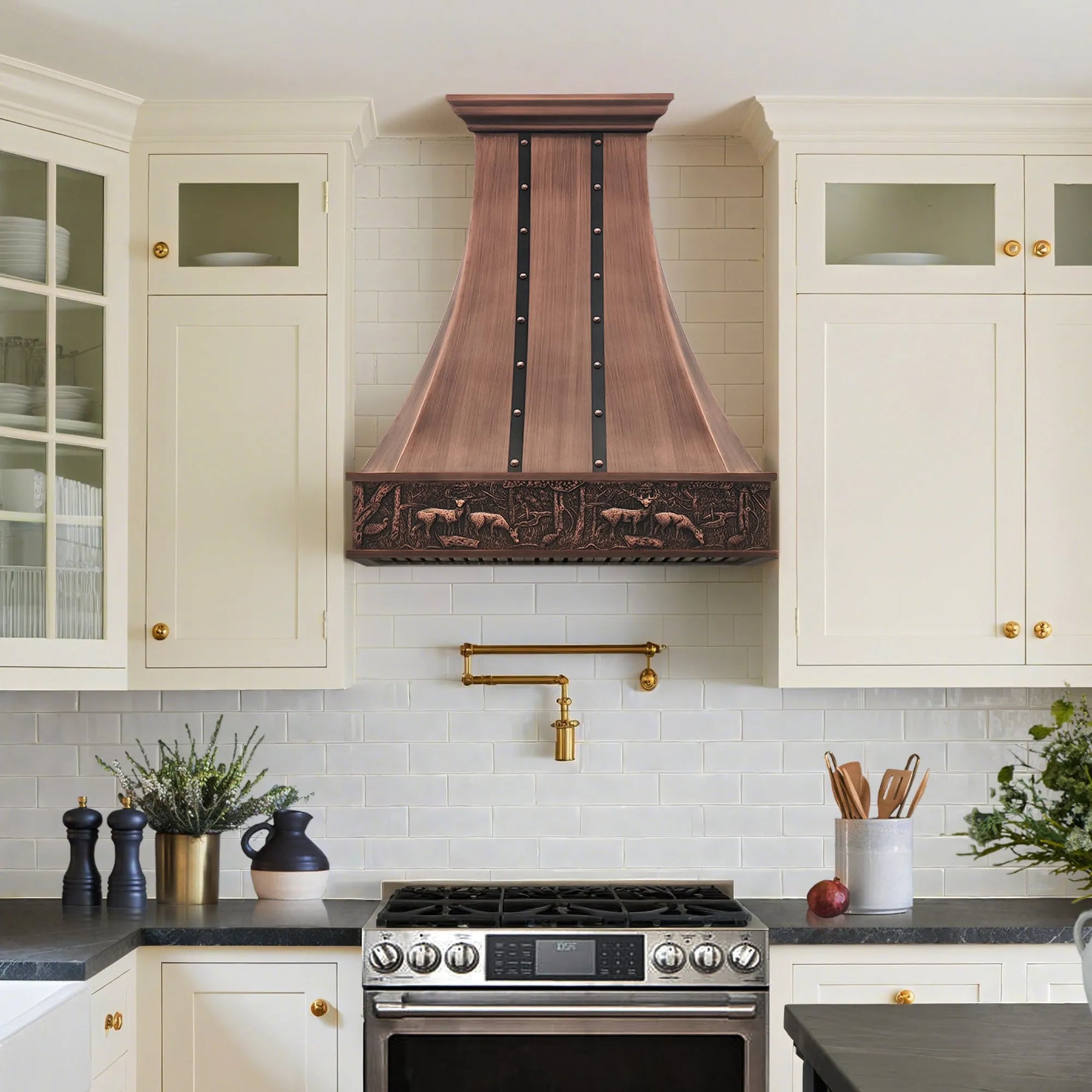 Fobest Decorative Copper Hood with Deer Apron FCP-270-Copper Range Hood-Fobest