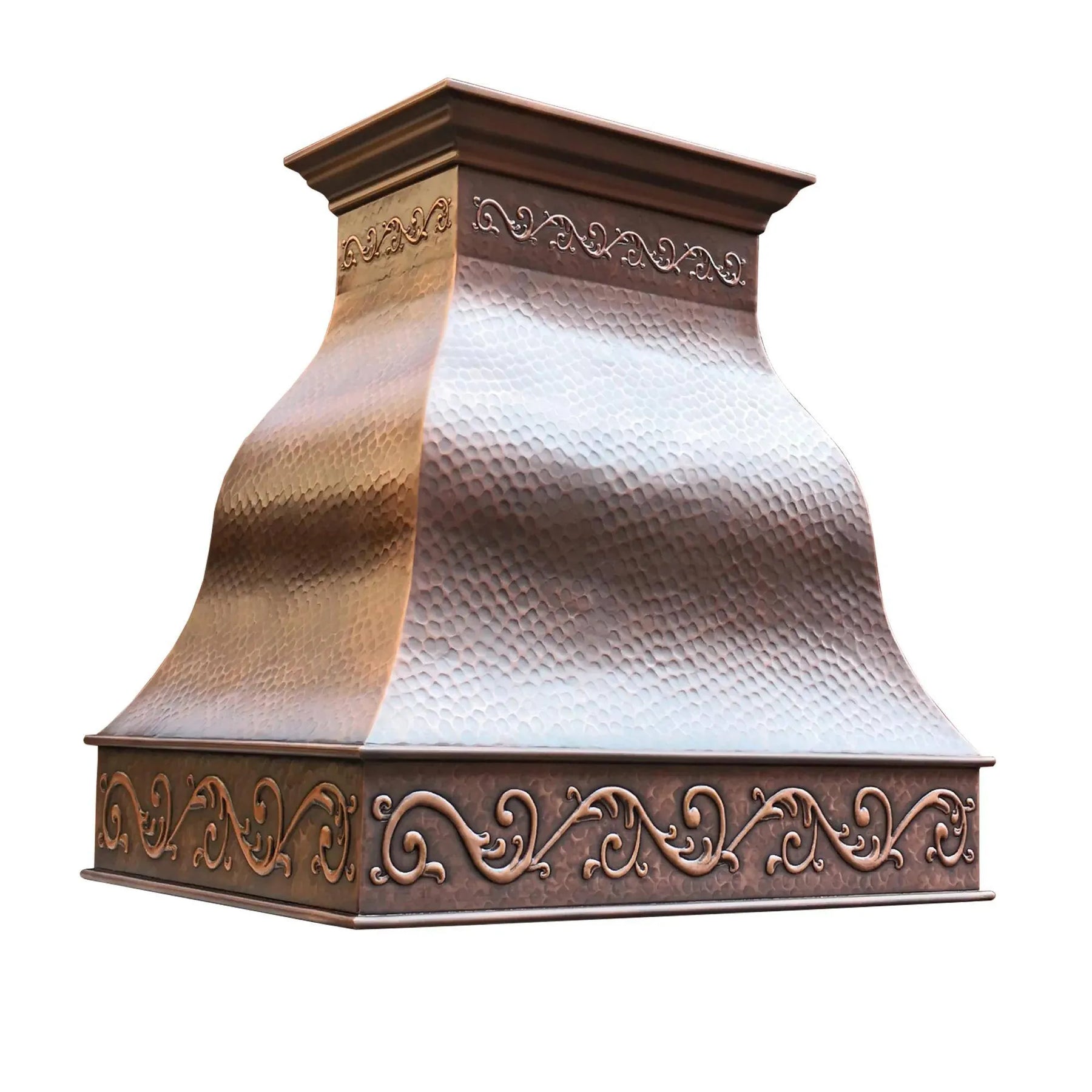 Fobest Farmhouse Copper Kitchen Hood with Scrolls Apron Motifs FCP-13-Copper Range Hood-Fobest
