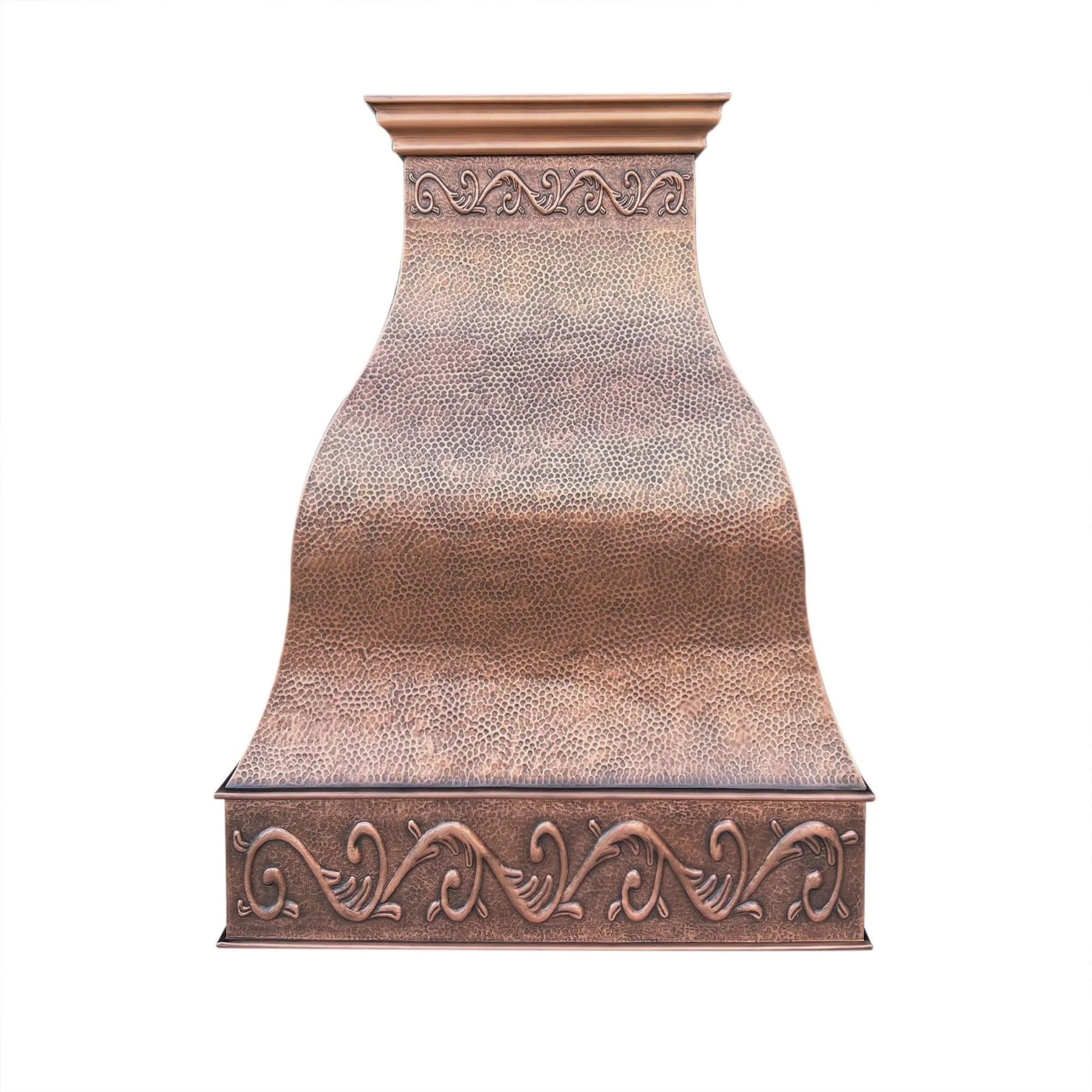 Fobest Farmhouse Copper Kitchen Hood with Scrolls Apron Motifs FCP-13-Copper Range Hood-Fobest