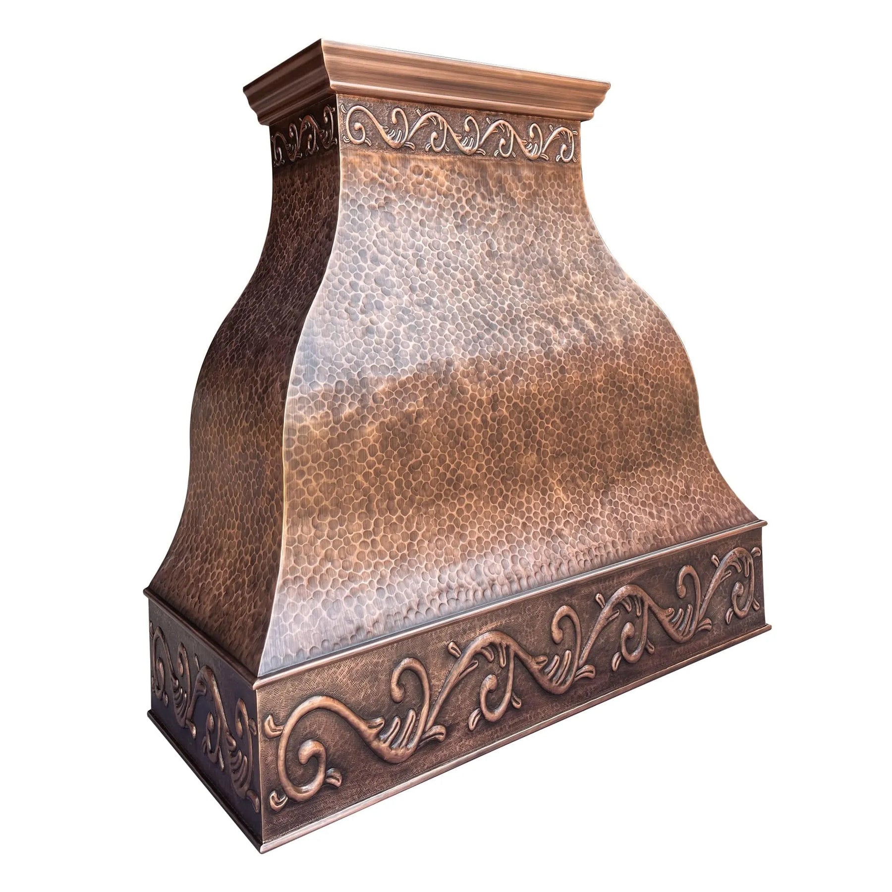 Fobest Farmhouse Copper Kitchen Hood with Scrolls Apron Motifs FCP-13-Copper Range Hood-Fobest