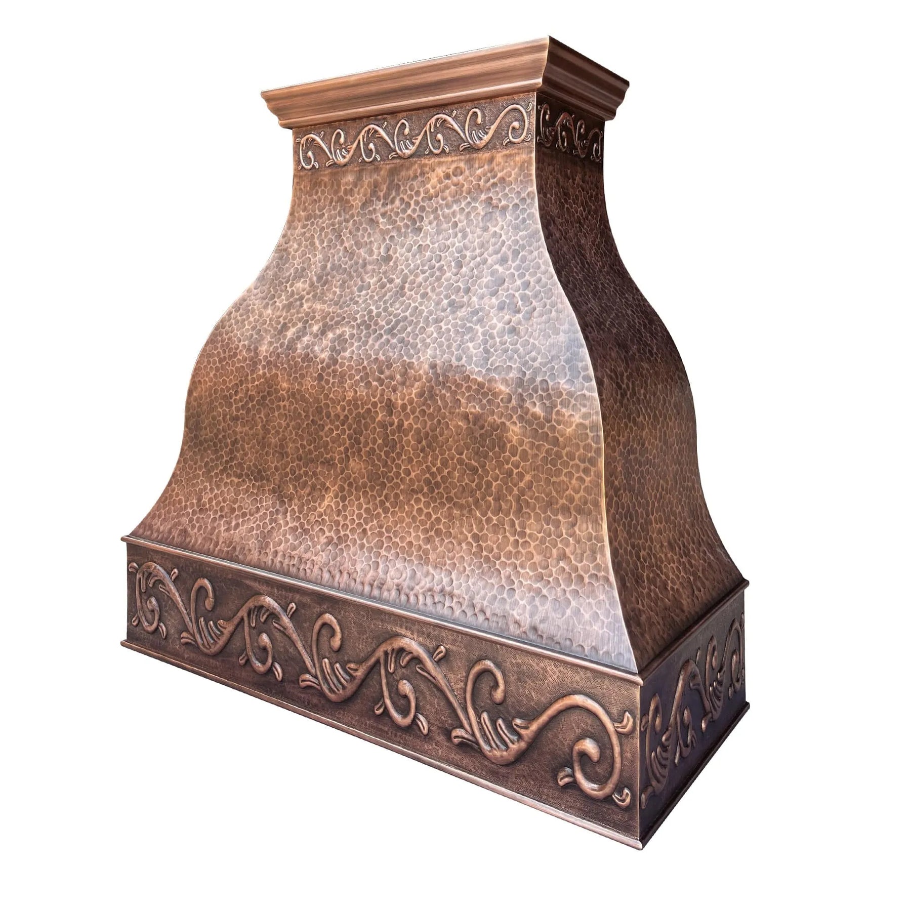 Fobest Farmhouse Copper Kitchen Hood with Scrolls Apron Motifs FCP-13-Copper Range Hood-Fobest