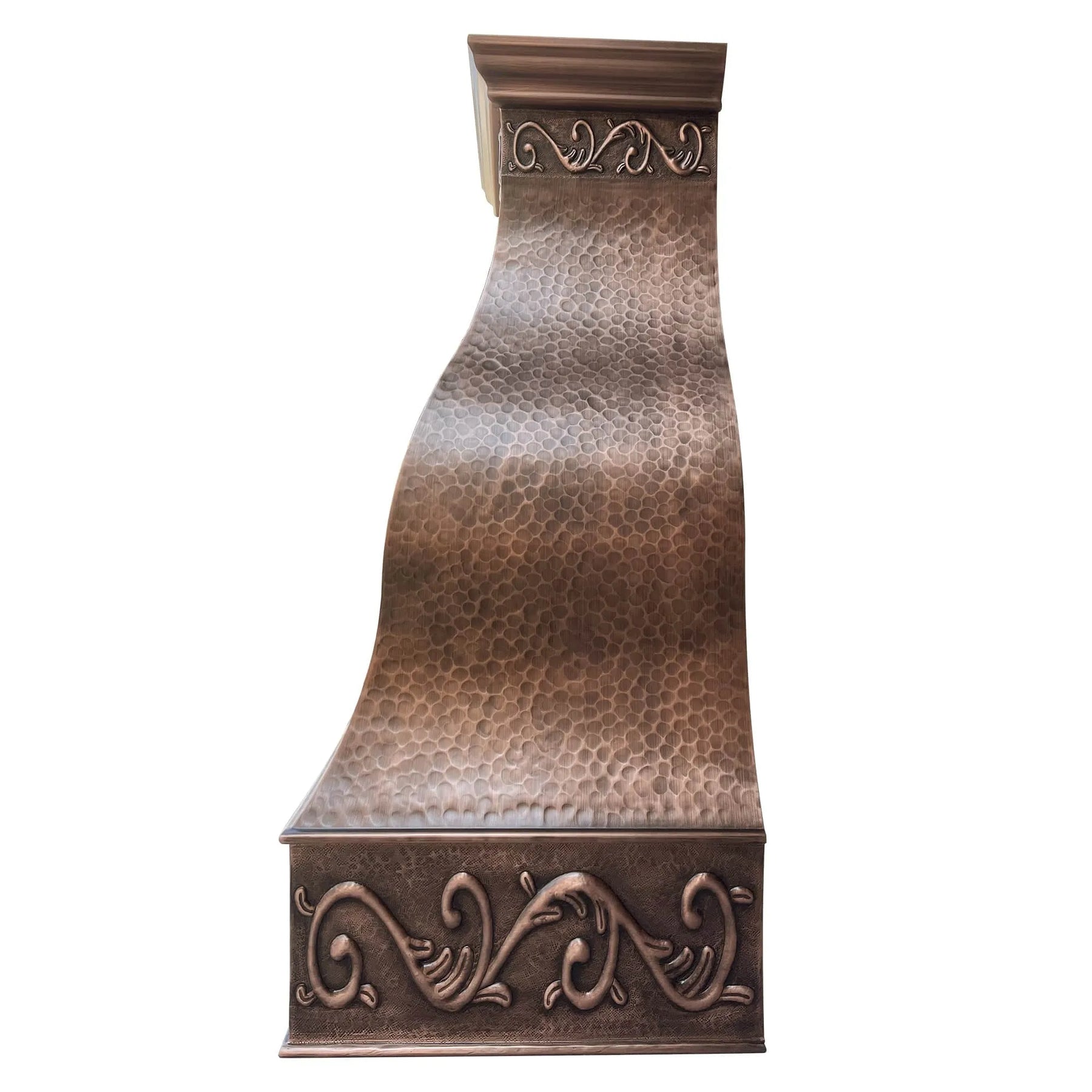 Fobest Farmhouse Copper Kitchen Hood with Scrolls Apron Motifs FCP-13-Copper Range Hood-Fobest