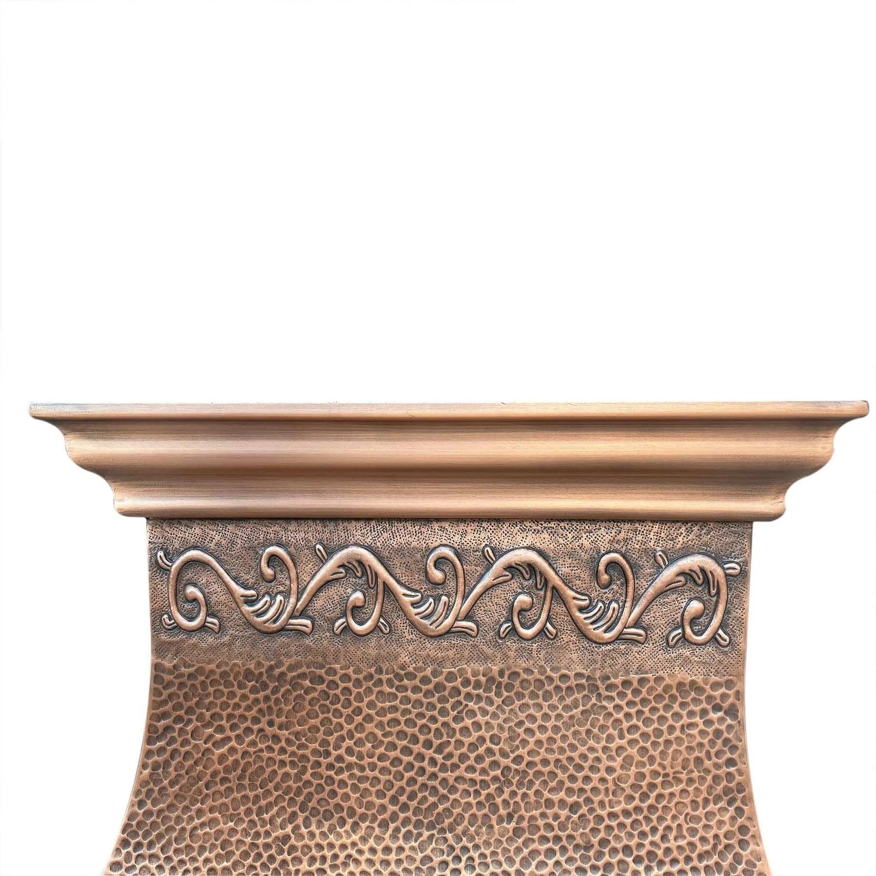 Fobest Farmhouse Copper Kitchen Hood with Scrolls Apron Motifs FCP-13-Copper Range Hood-Fobest