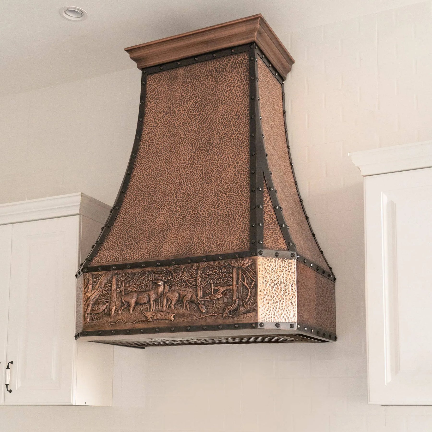 Fobest Farmhouse Copper Range Hood with Deer Apron Pattern FCP-58-Copper Range Hood-Fobest