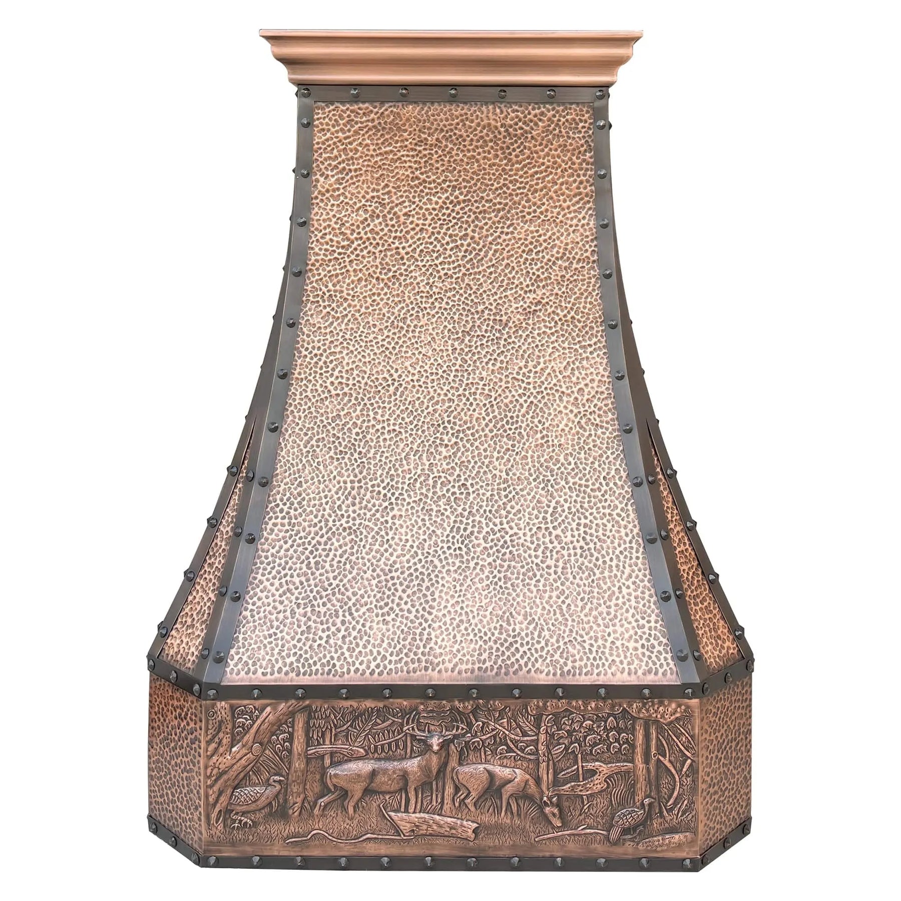 Fobest Farmhouse Copper Range Hood with Deer Apron Pattern FCP-58-Copper Range Hood-Fobest